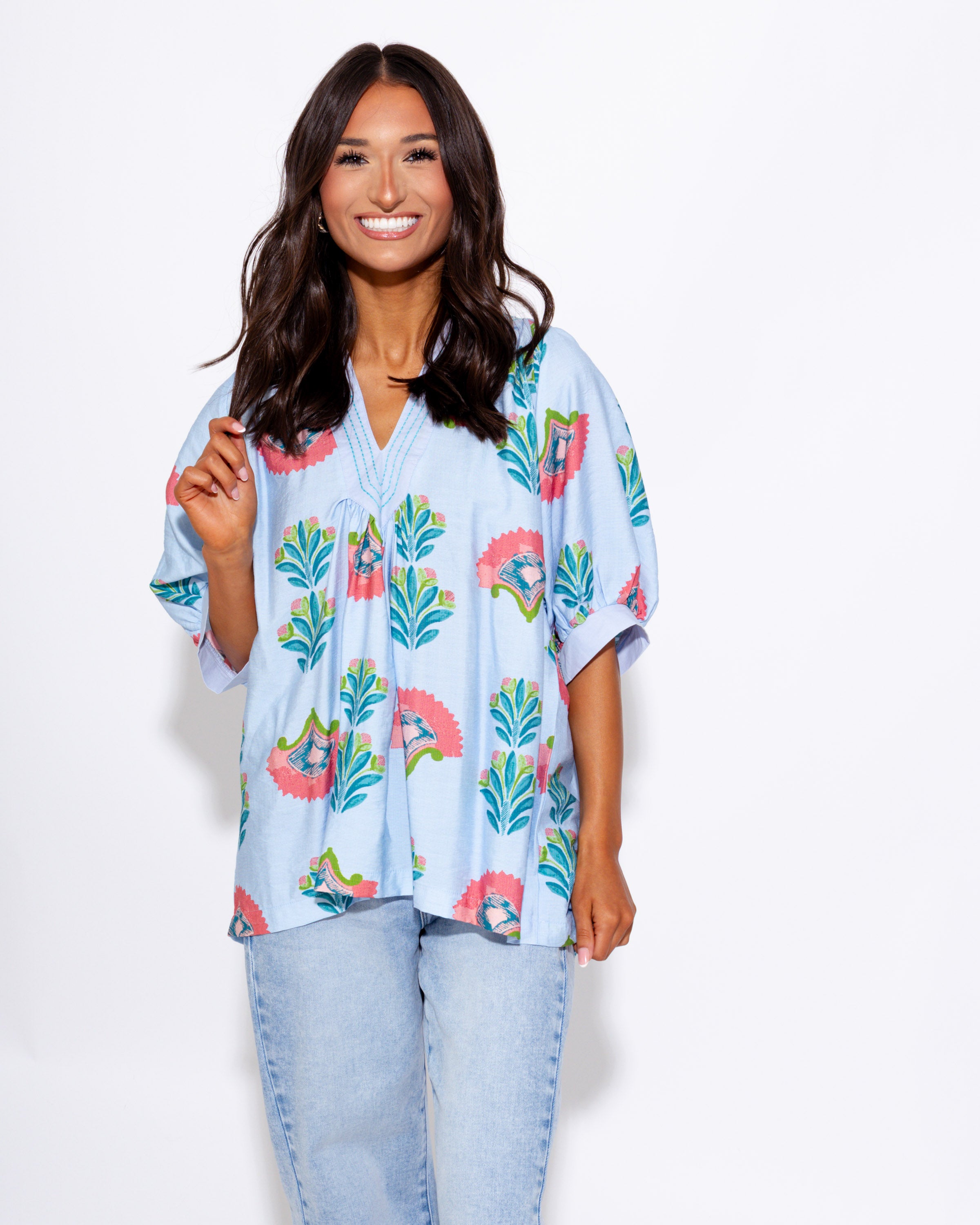Easy Everyday Floral V-Neck Top