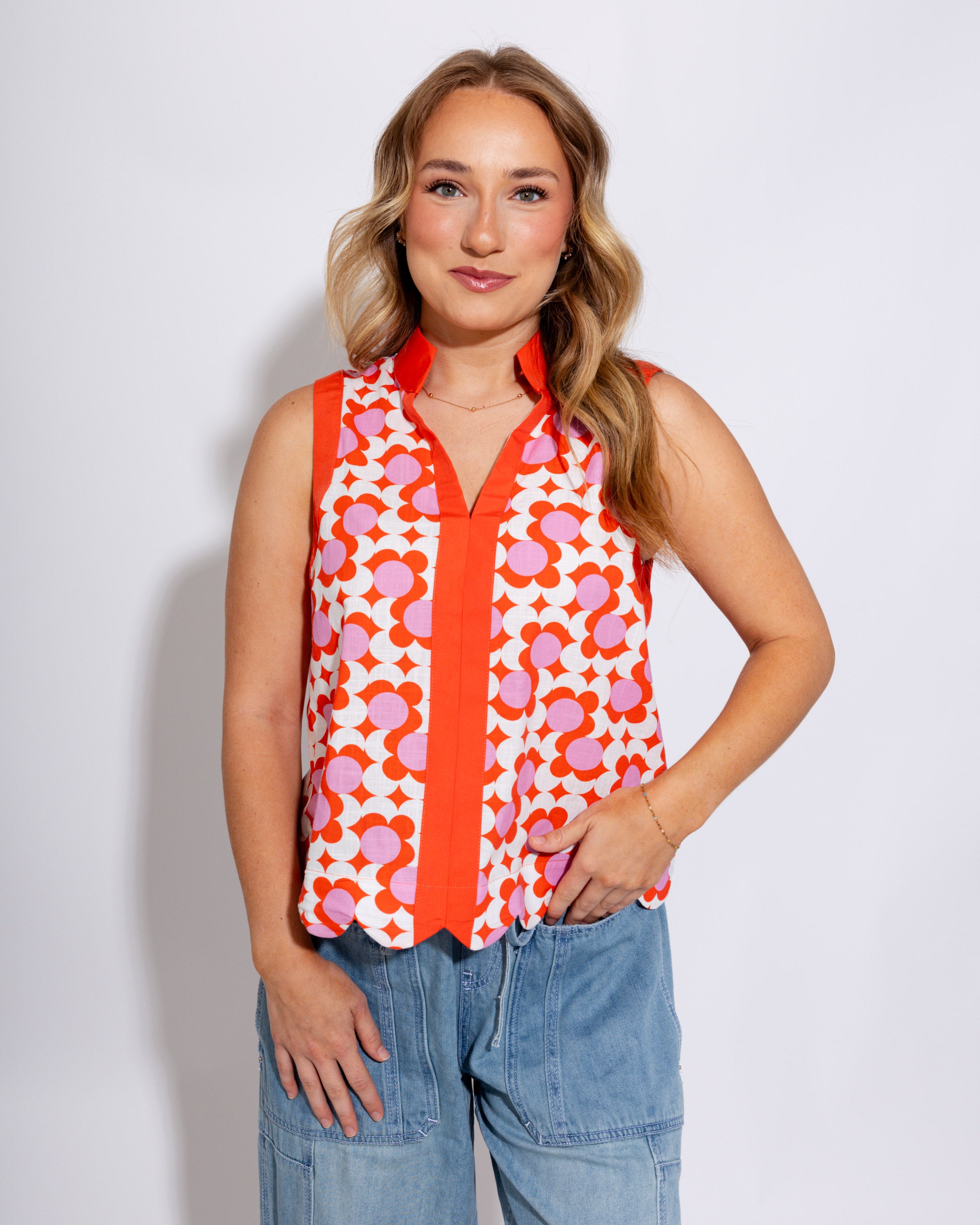 Floral Scalloped Edge Top