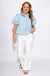 High Waist Off White Scallop Hem Wide Leg Pants - Entro - Gaudie & Co. TX Boutique