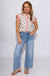 Vervet high rise light wash cropped wide leg jeans with raw hem, boutique denim at Gaudie & Co
