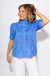 Blue Floral Puff Sleeve Top Pink Blooms - Entro - Gaudie & Co. Southeast Texas Boutique