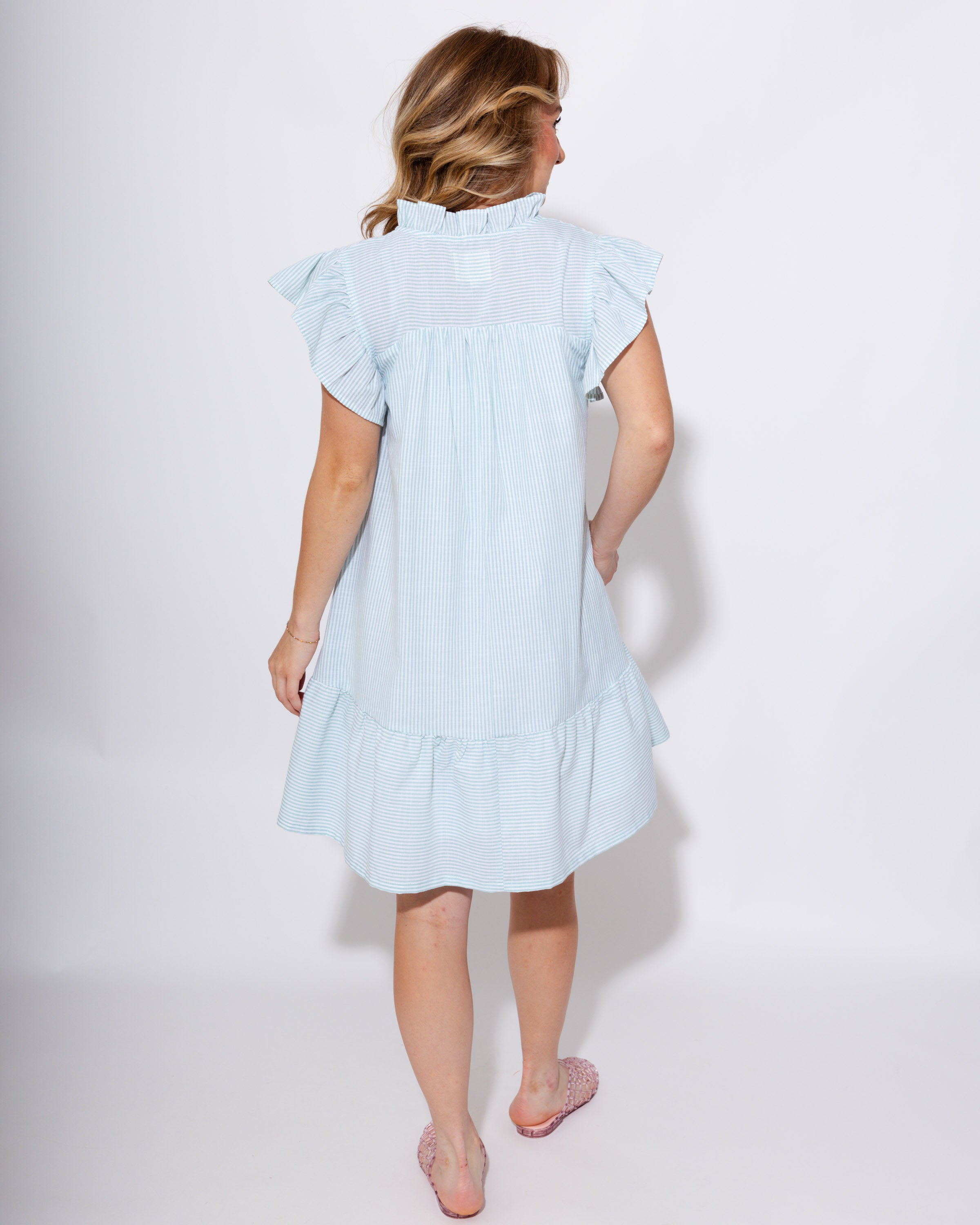 Striped & Smocked Ruffle Mini