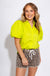 Lime Bubble Sleeve Shirred V-Neck Blouse - Gaudie & Co. Texas Boutique