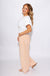 White Seam Detail Cropped Cap Sleeve Knit Top - Entro - Gaudie & Co. Texas Boutique
