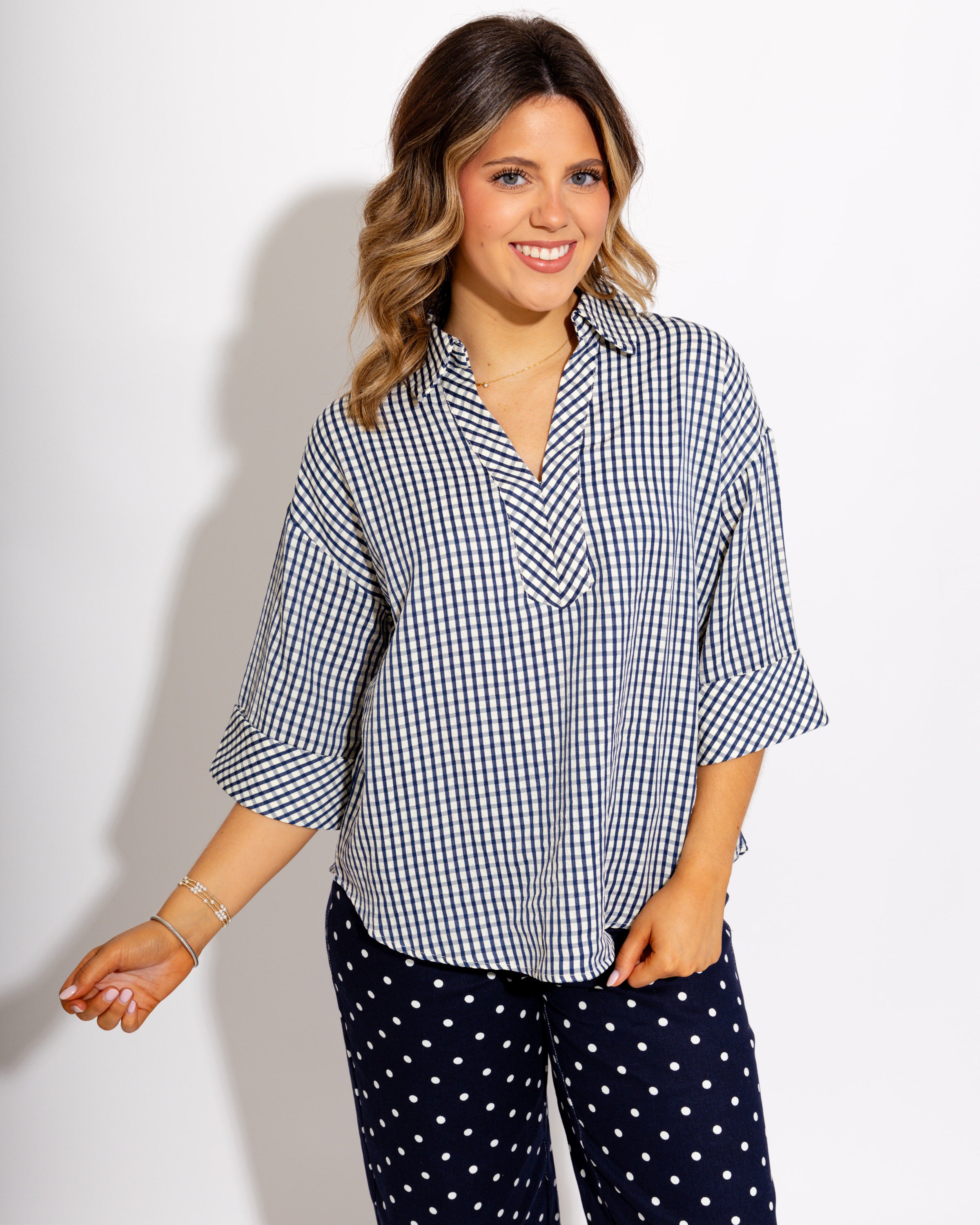 The Timeless Check Top in Navy