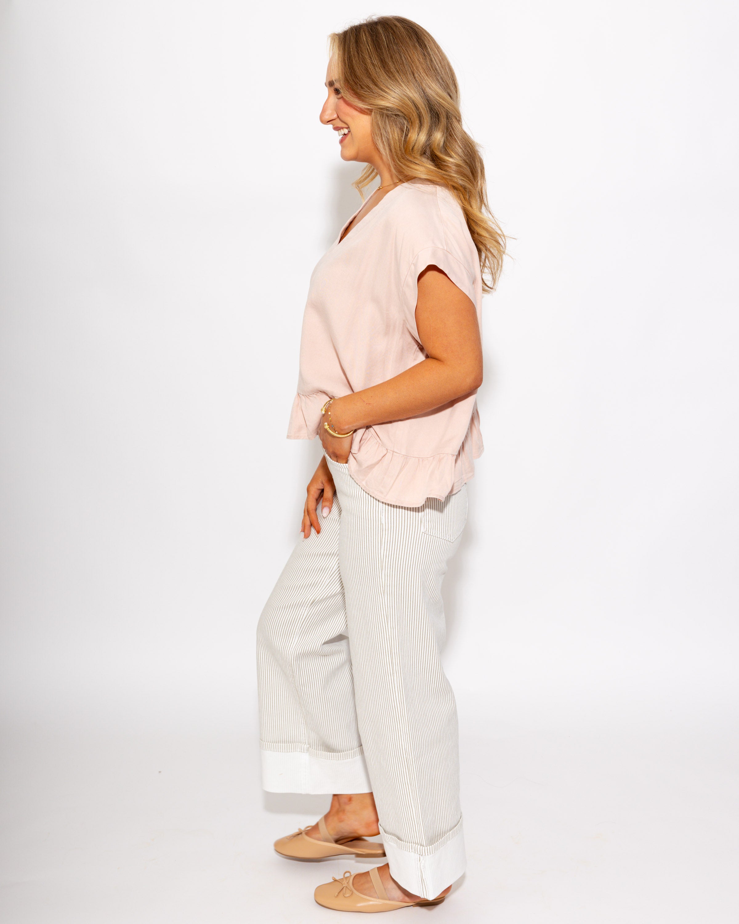 Blush Ruffle Cropped Top