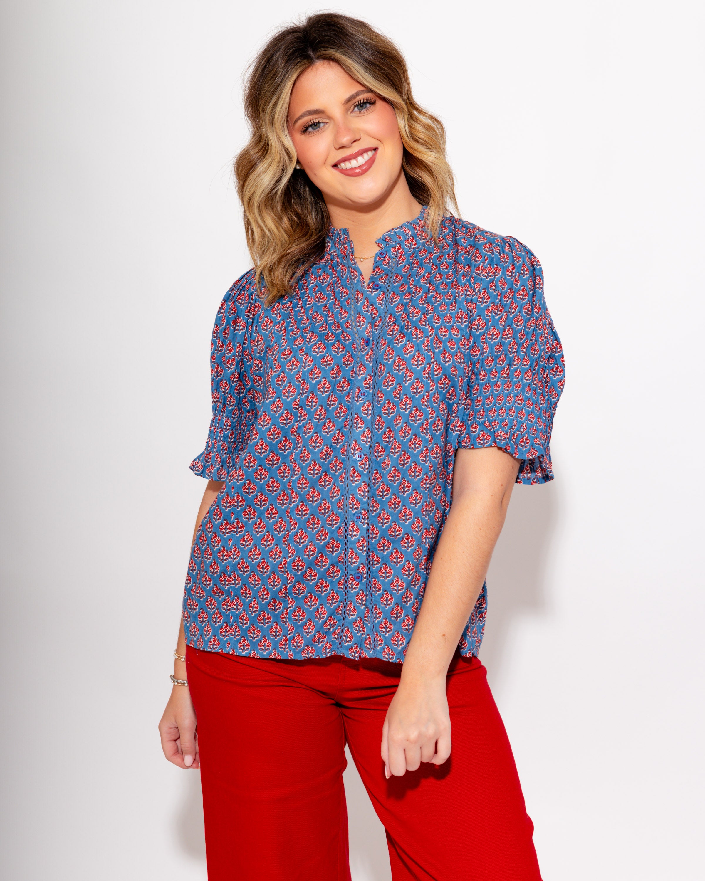Ivy Jane | Block Floral Tuck Blouse