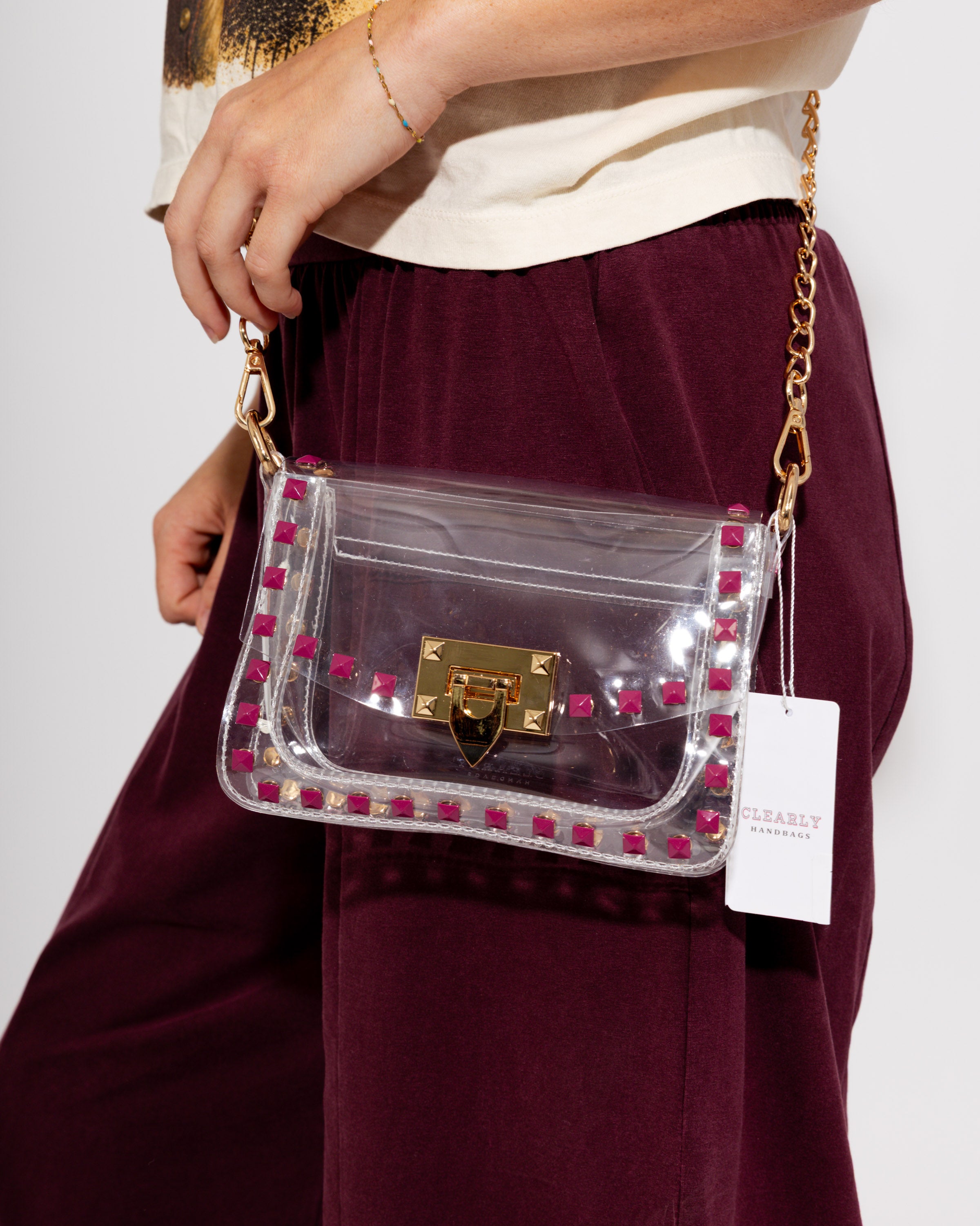 The Jackie Clear Purse in Maroon