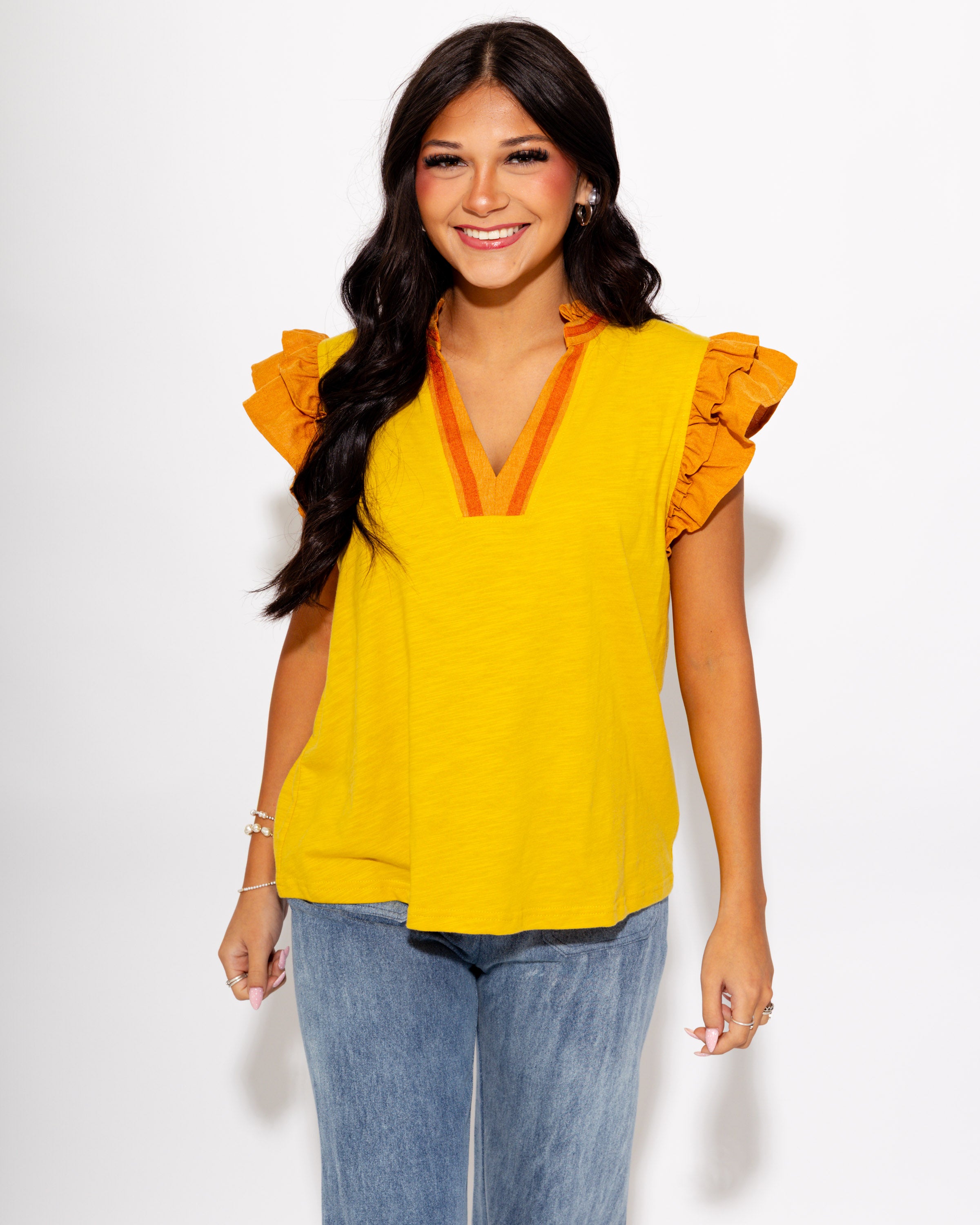 Double Ruffle Sleeve Top