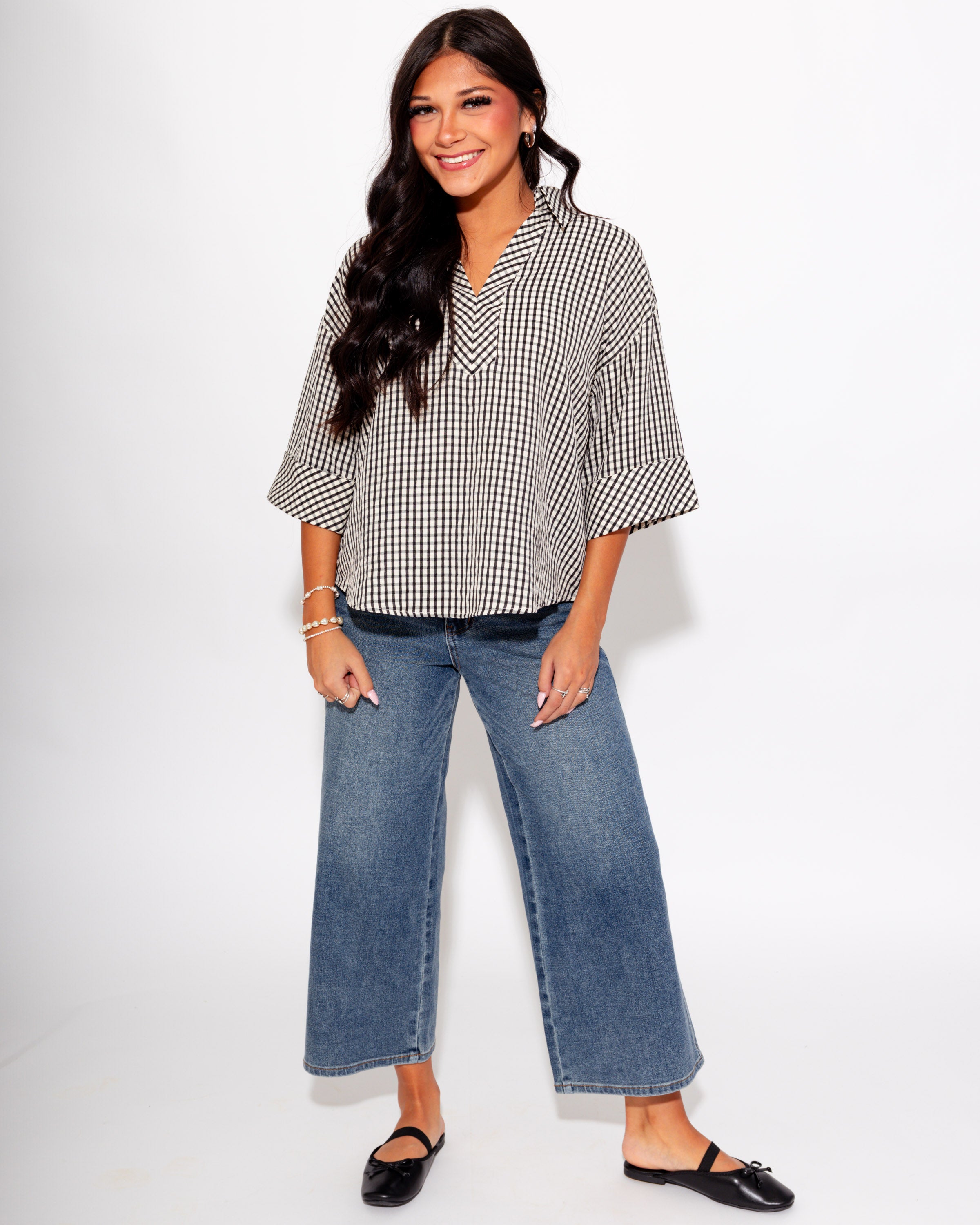 The Timeless Check Top in Black
