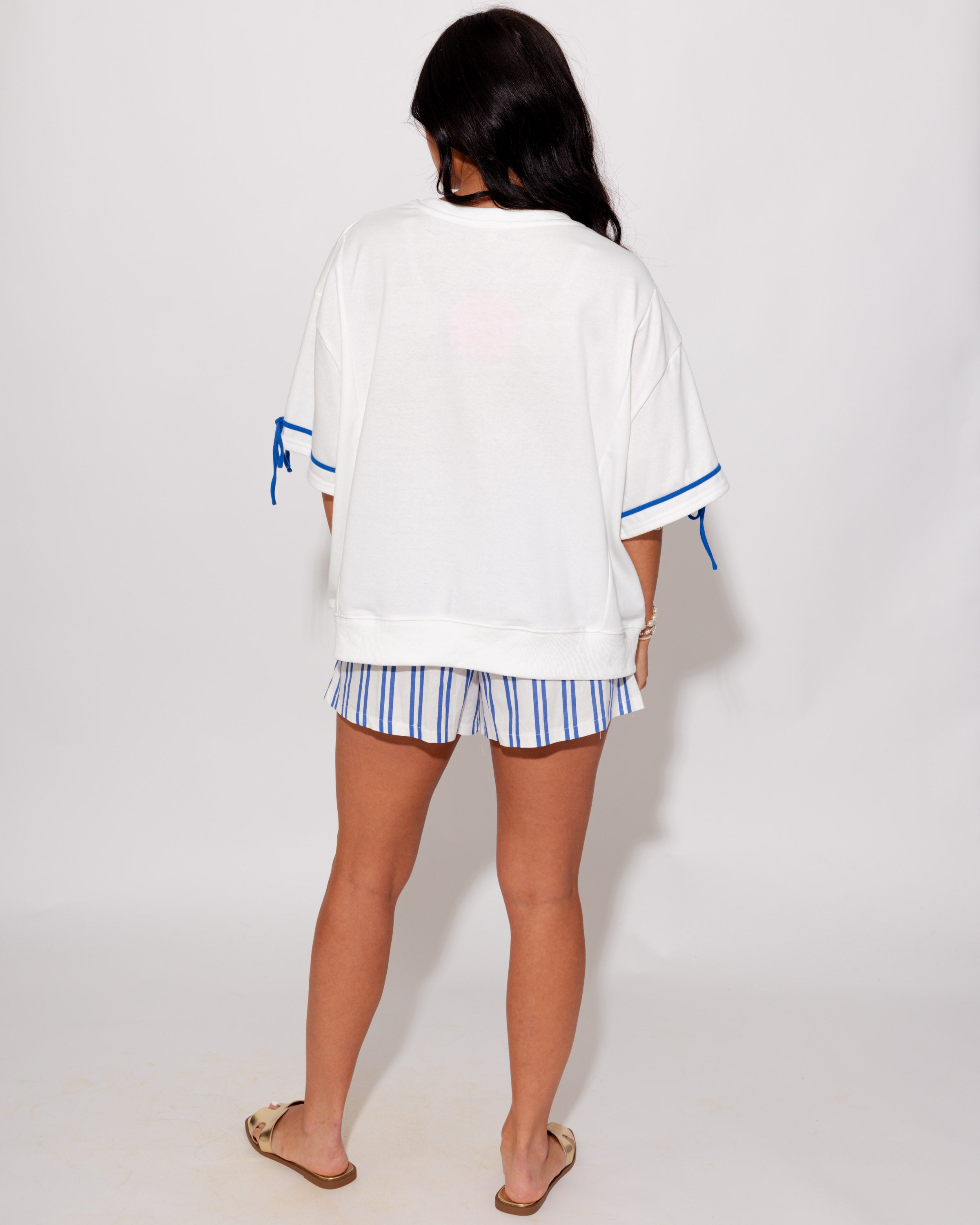 Game Day Patchwork Boxy Tee in Blue