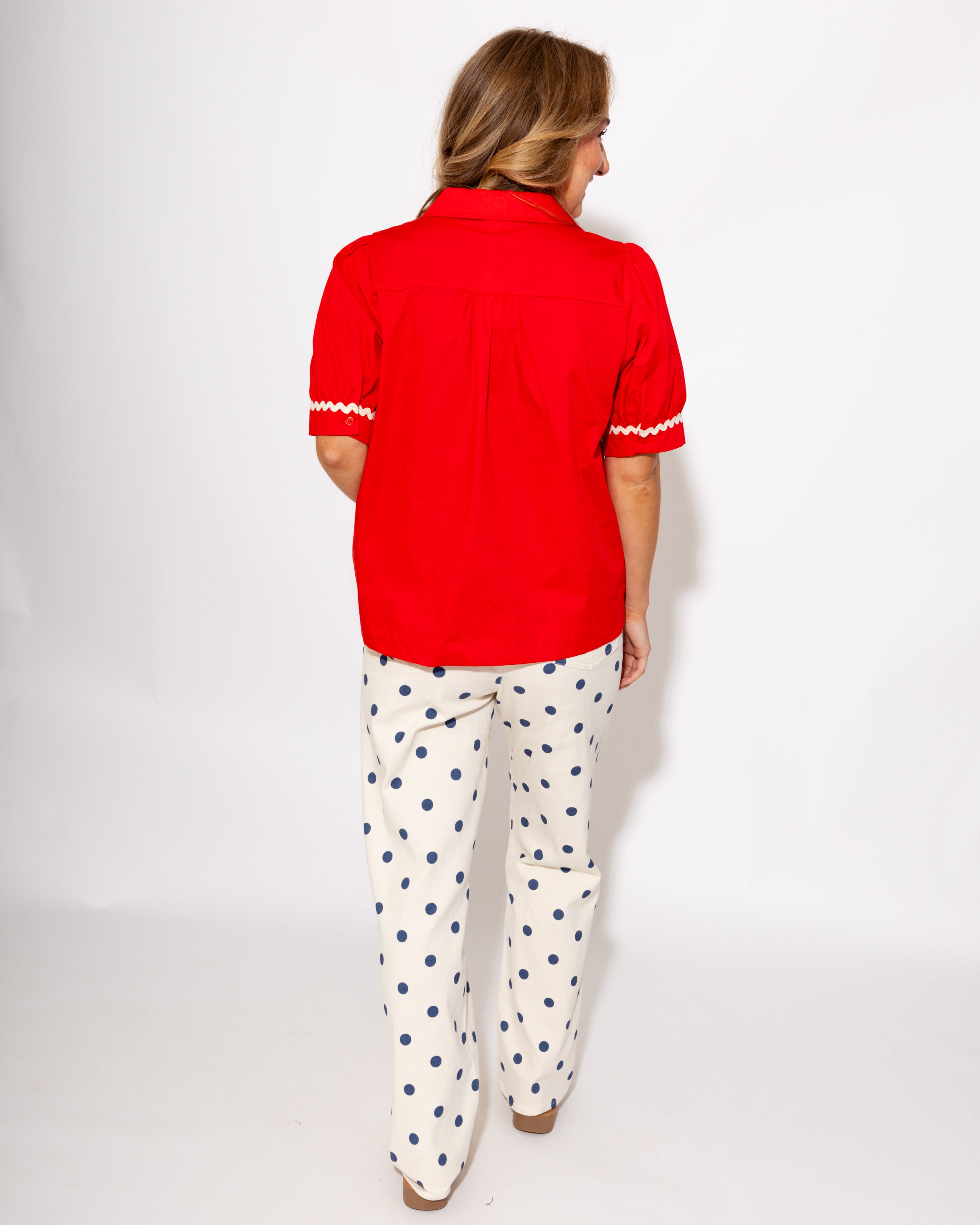 Playful RicRac Accent Top in Red