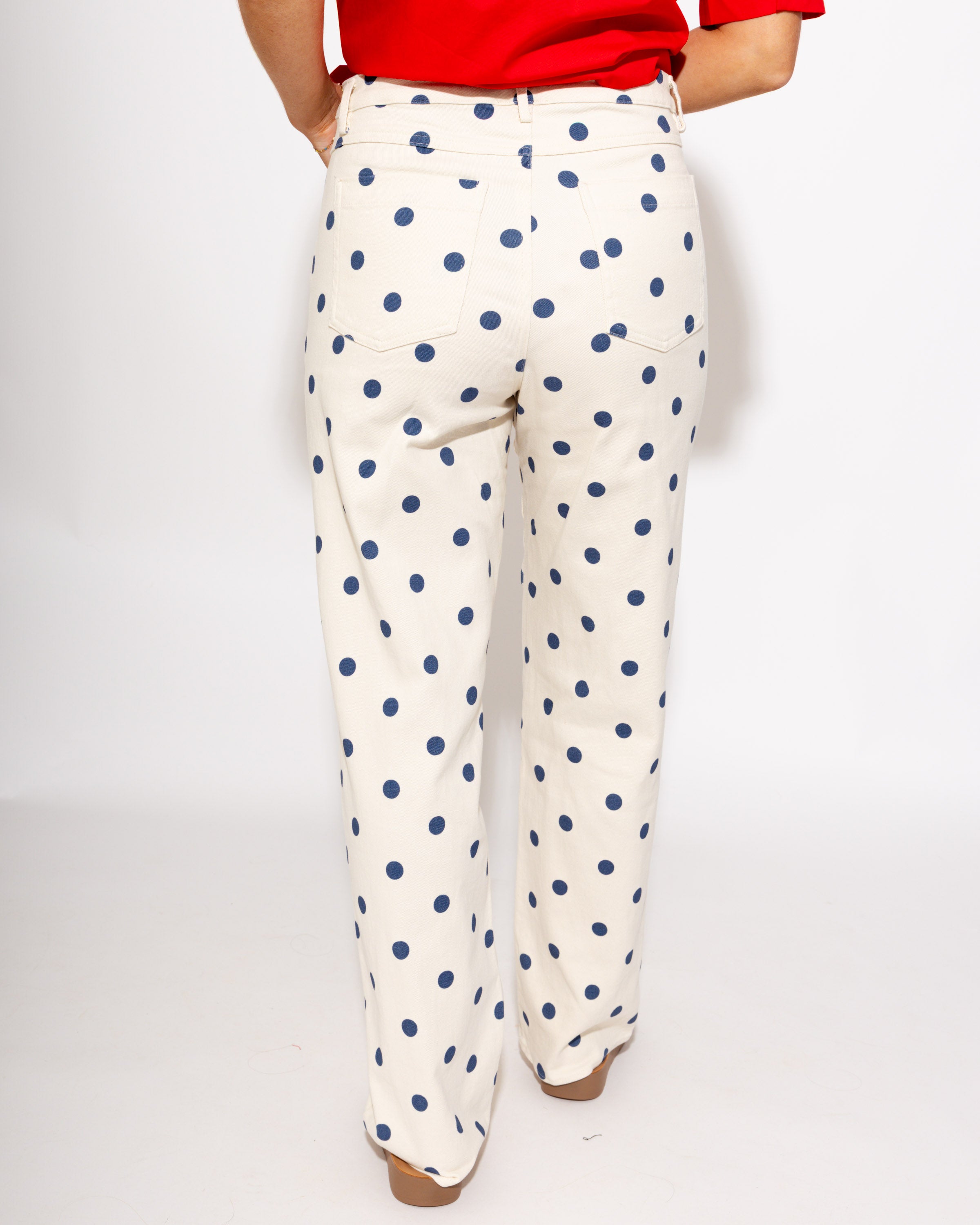 Polka Dot Printed Barrel Twill Pants