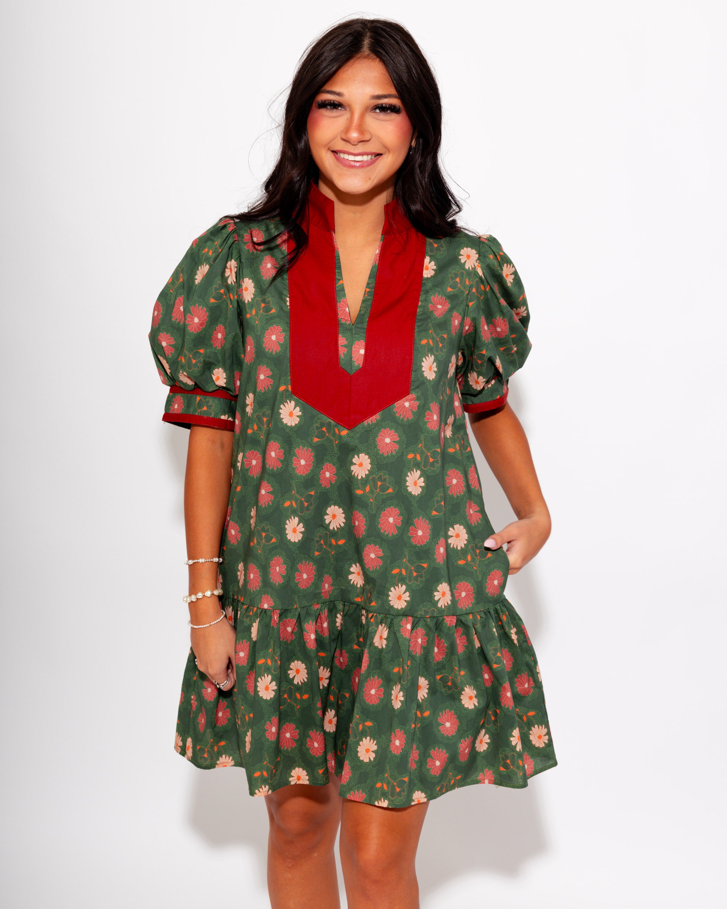 Floral Puff Sleeve Mini Dress