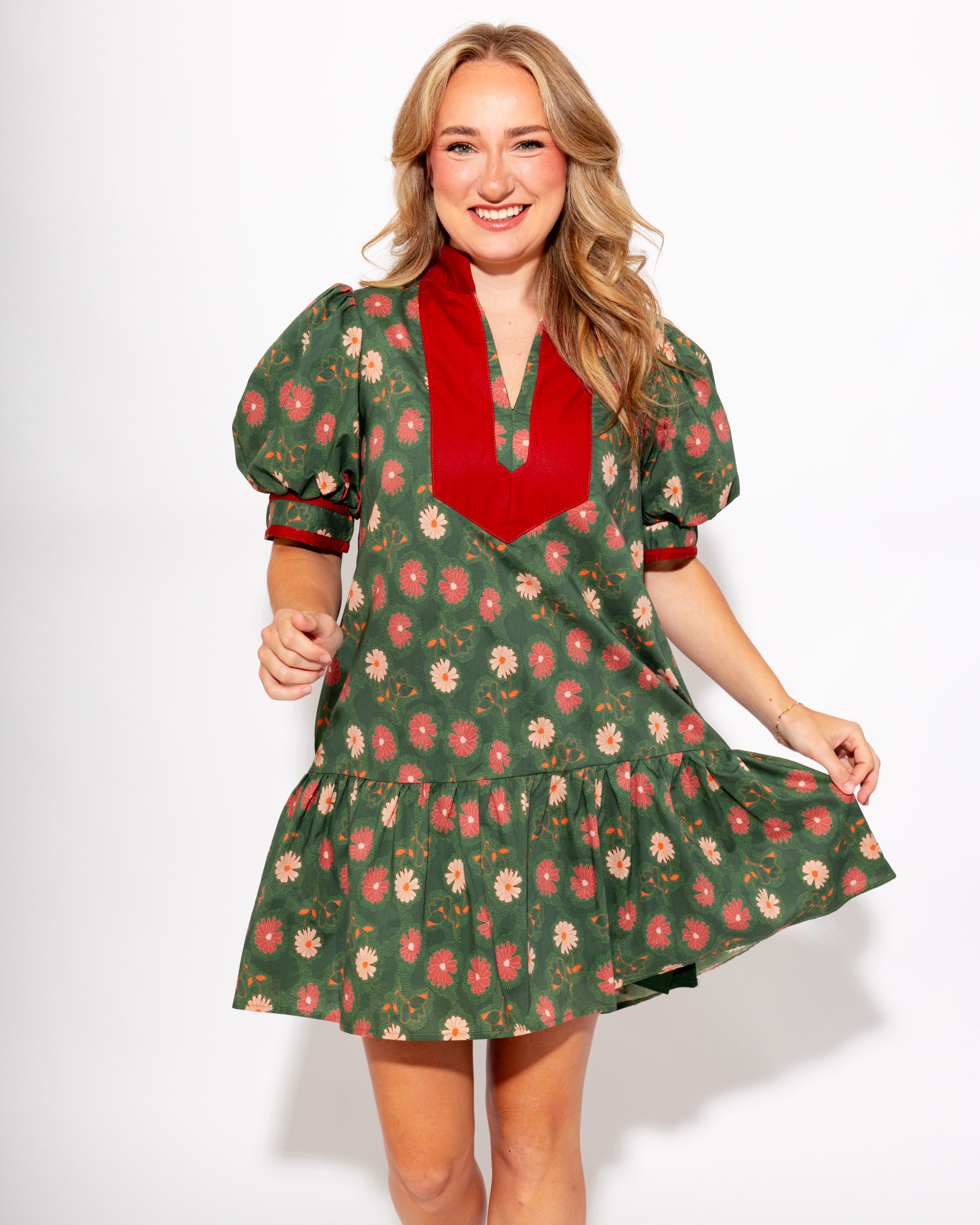 Floral Puff Sleeve Mini Dress