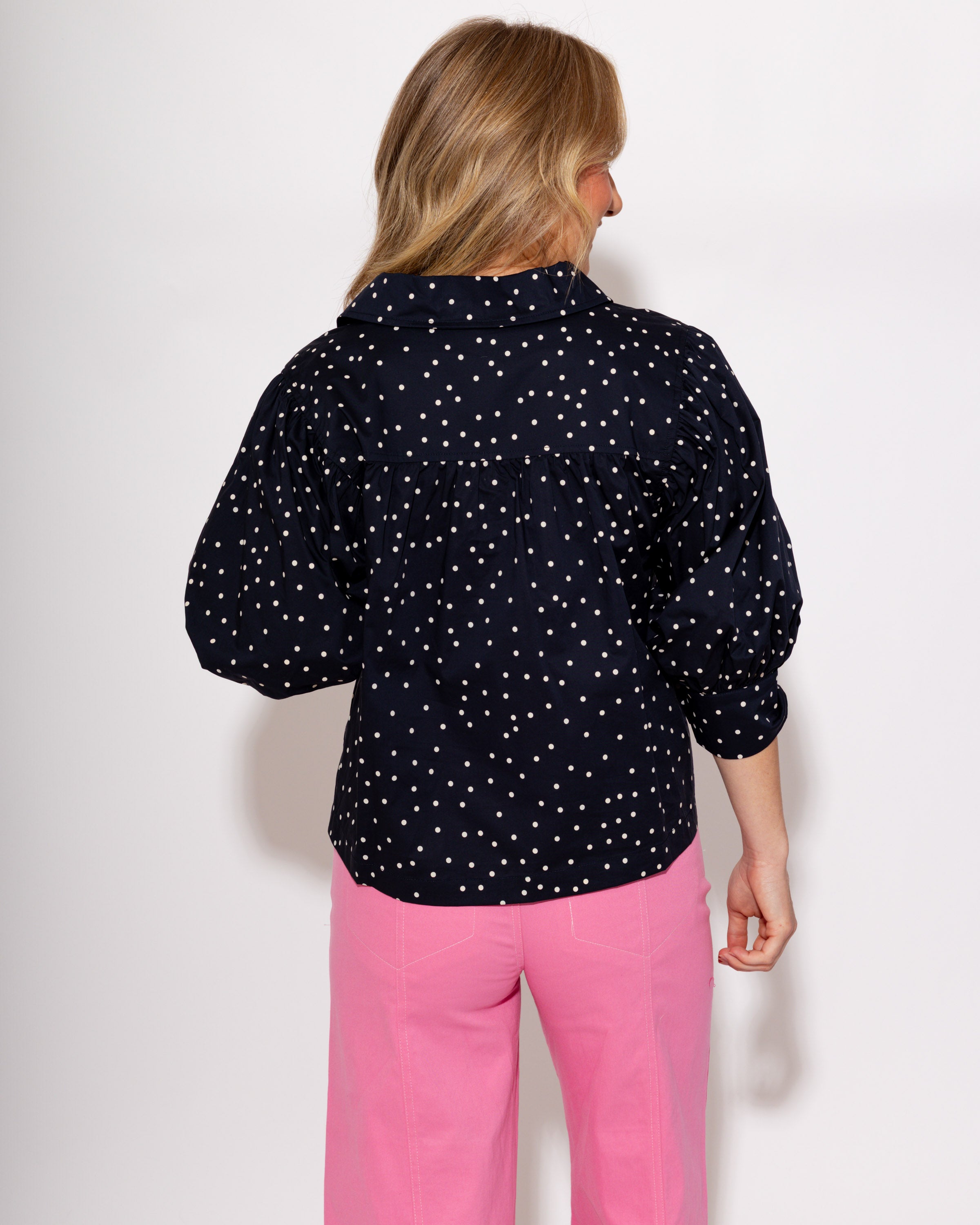 Polka Dot Puff Sleeve Top