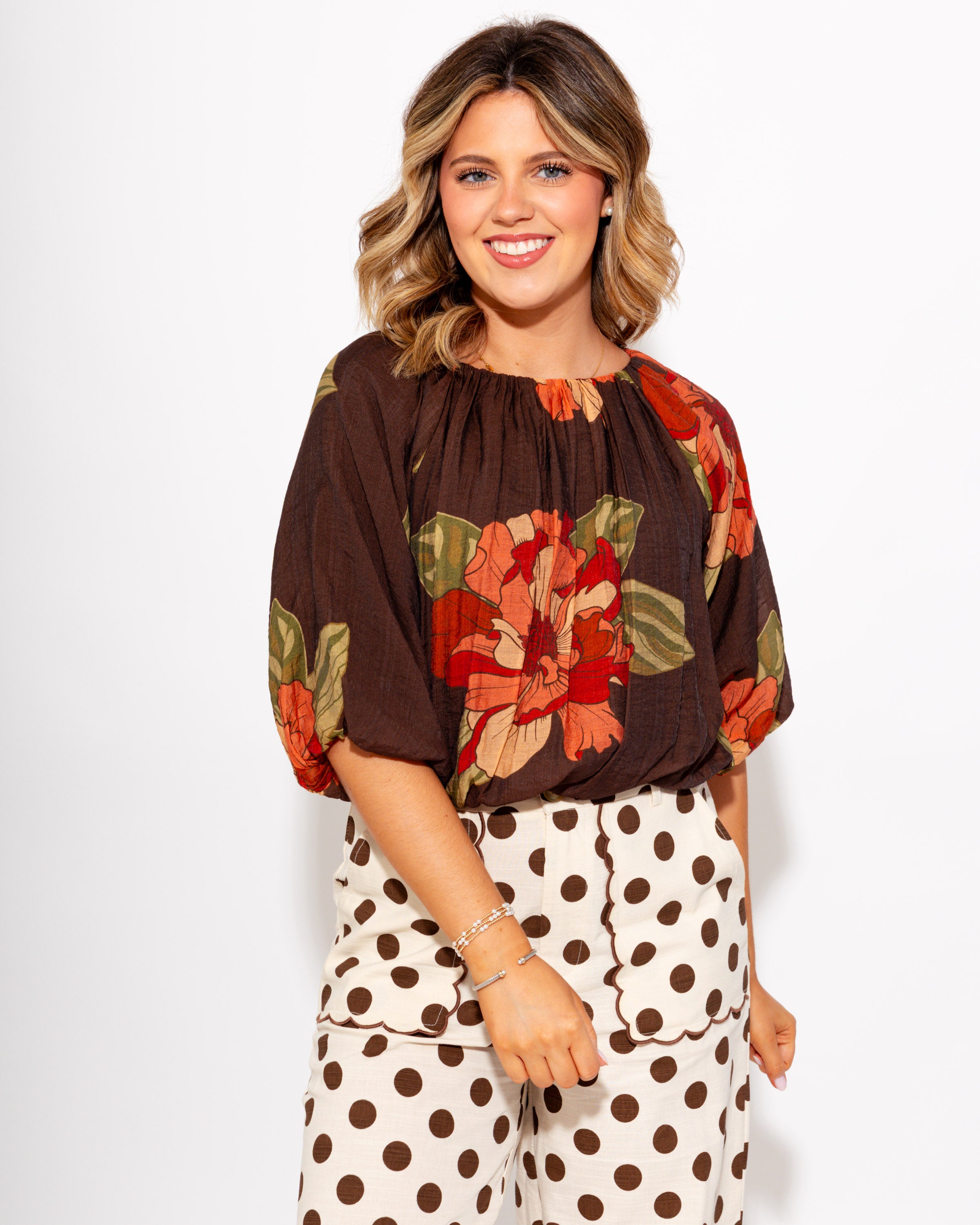 Peach Bloom Bubble Hem Top