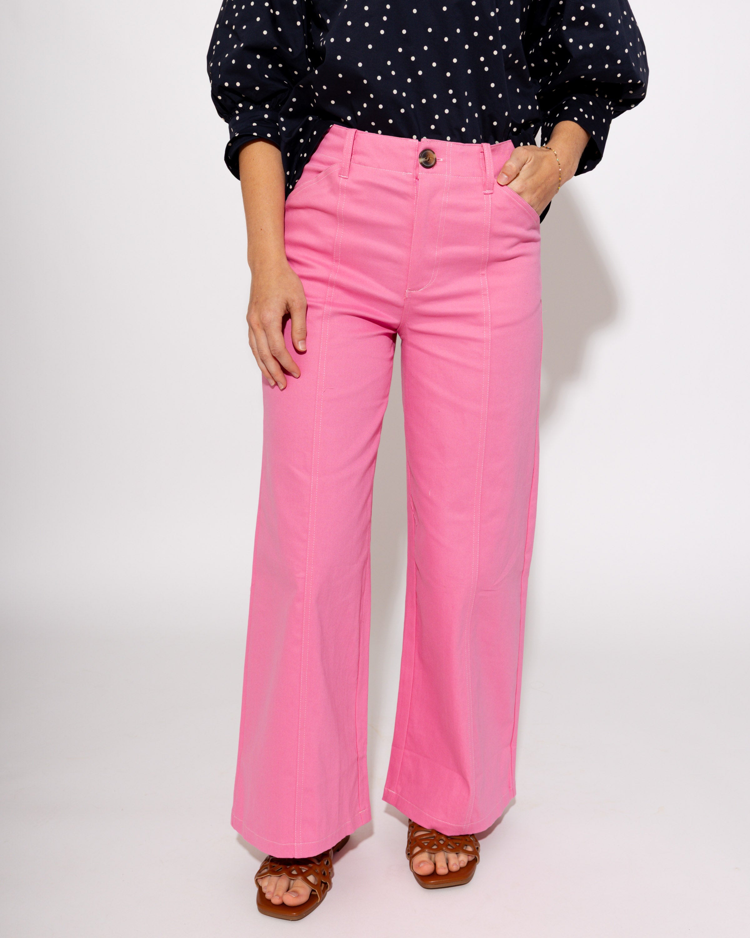 High Rise Stitch Seamed Crop Pants