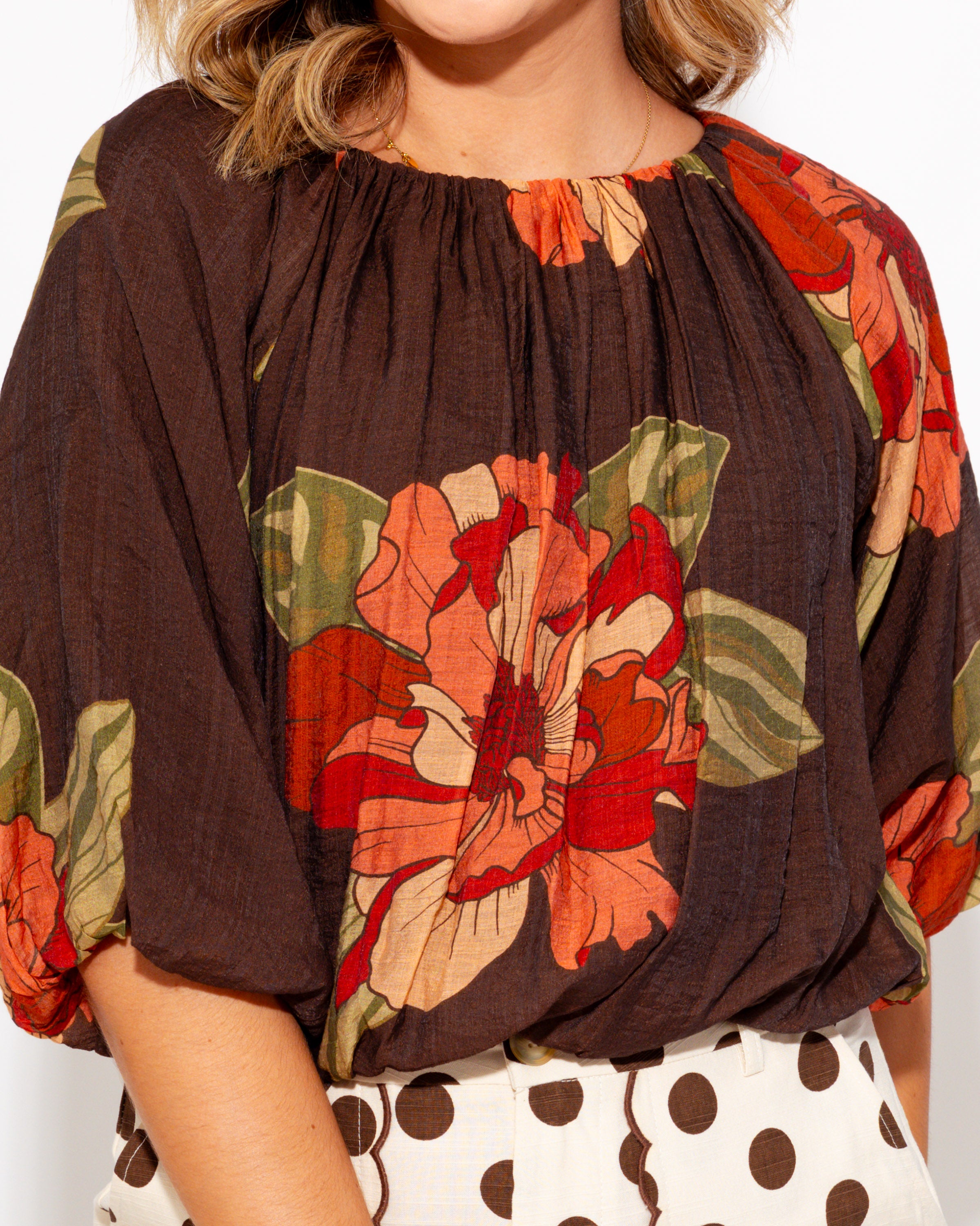 Peach Bloom Bubble Hem Top