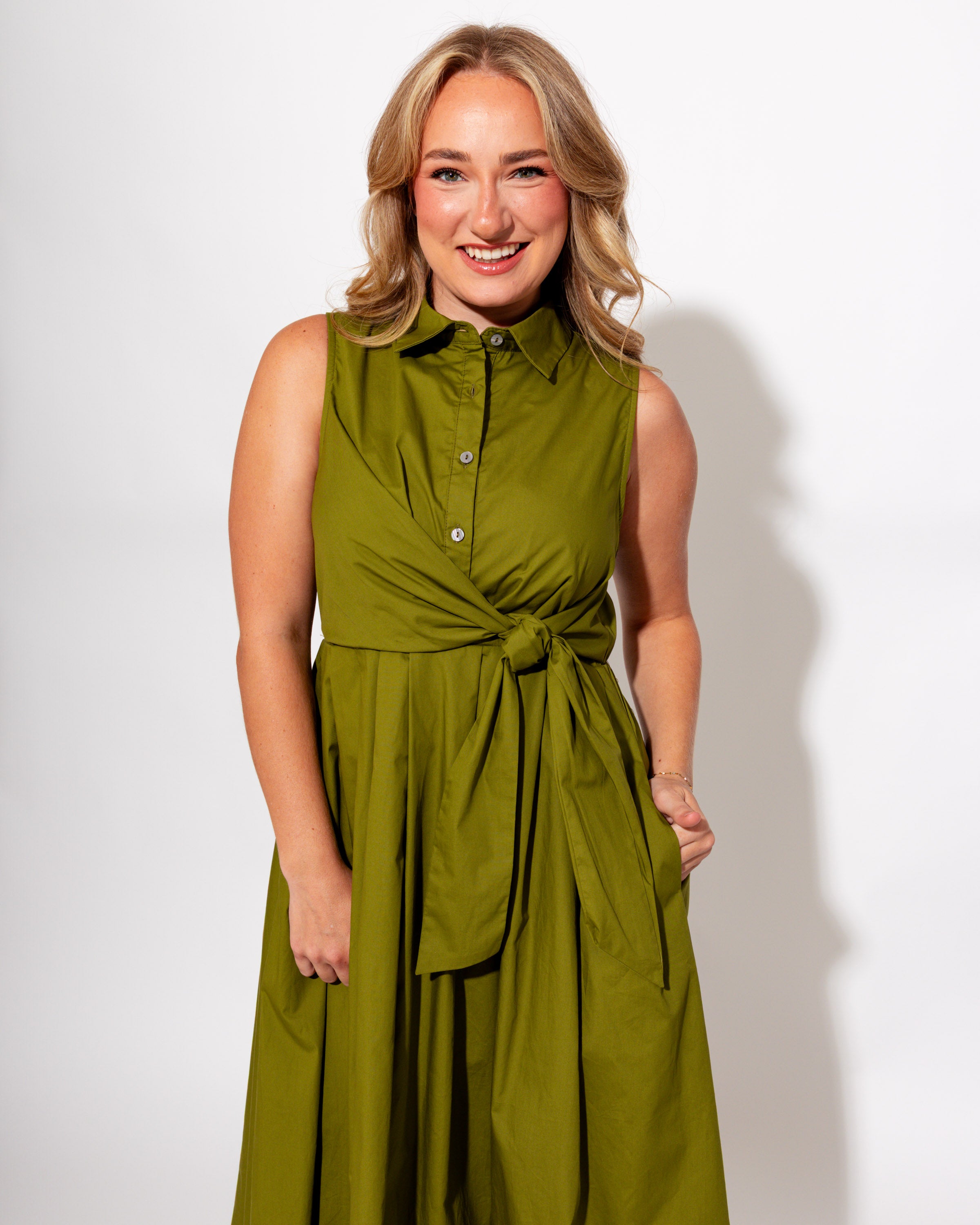 Classic Tie Waist Midi Dress