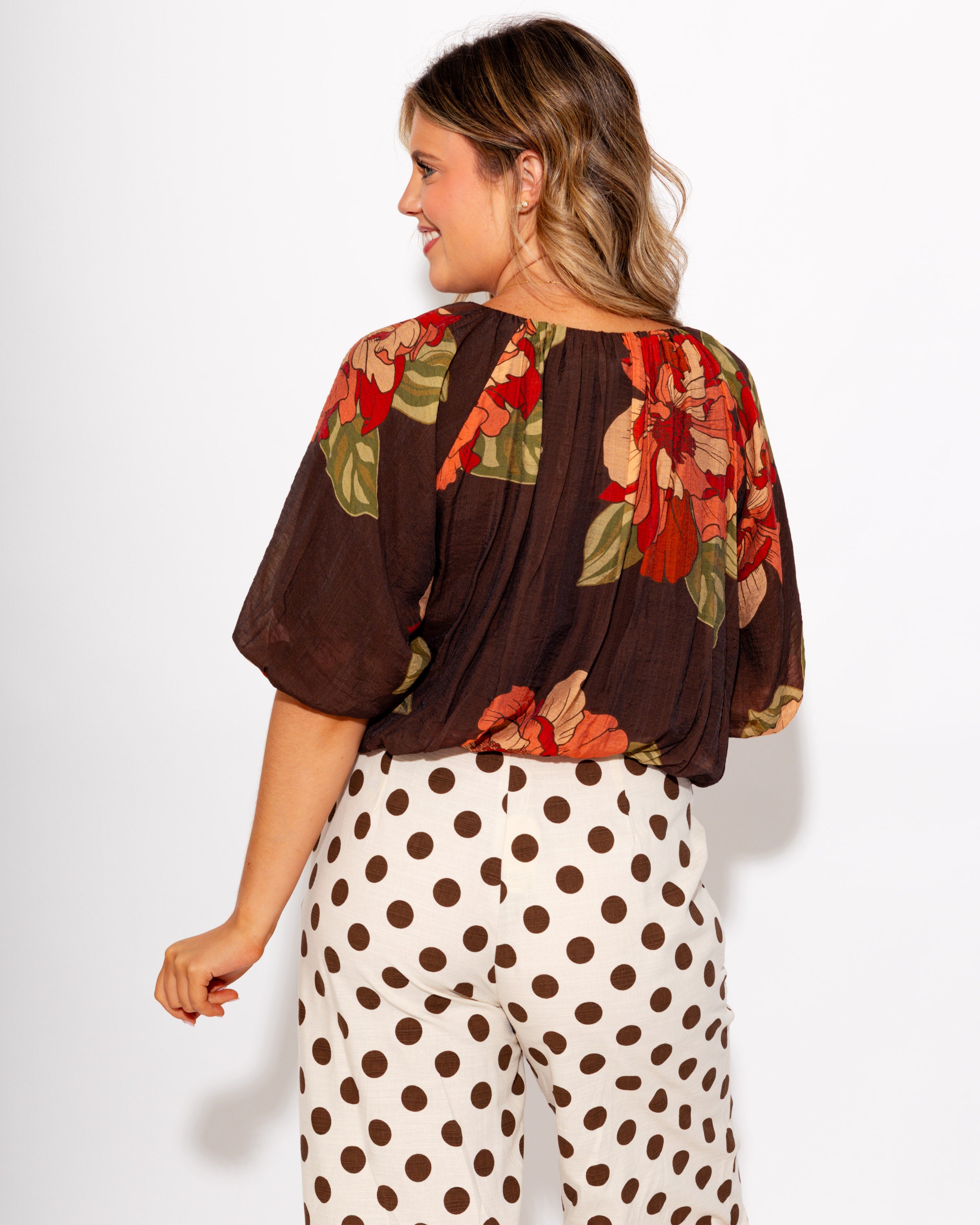 Peach Bloom Bubble Hem Top