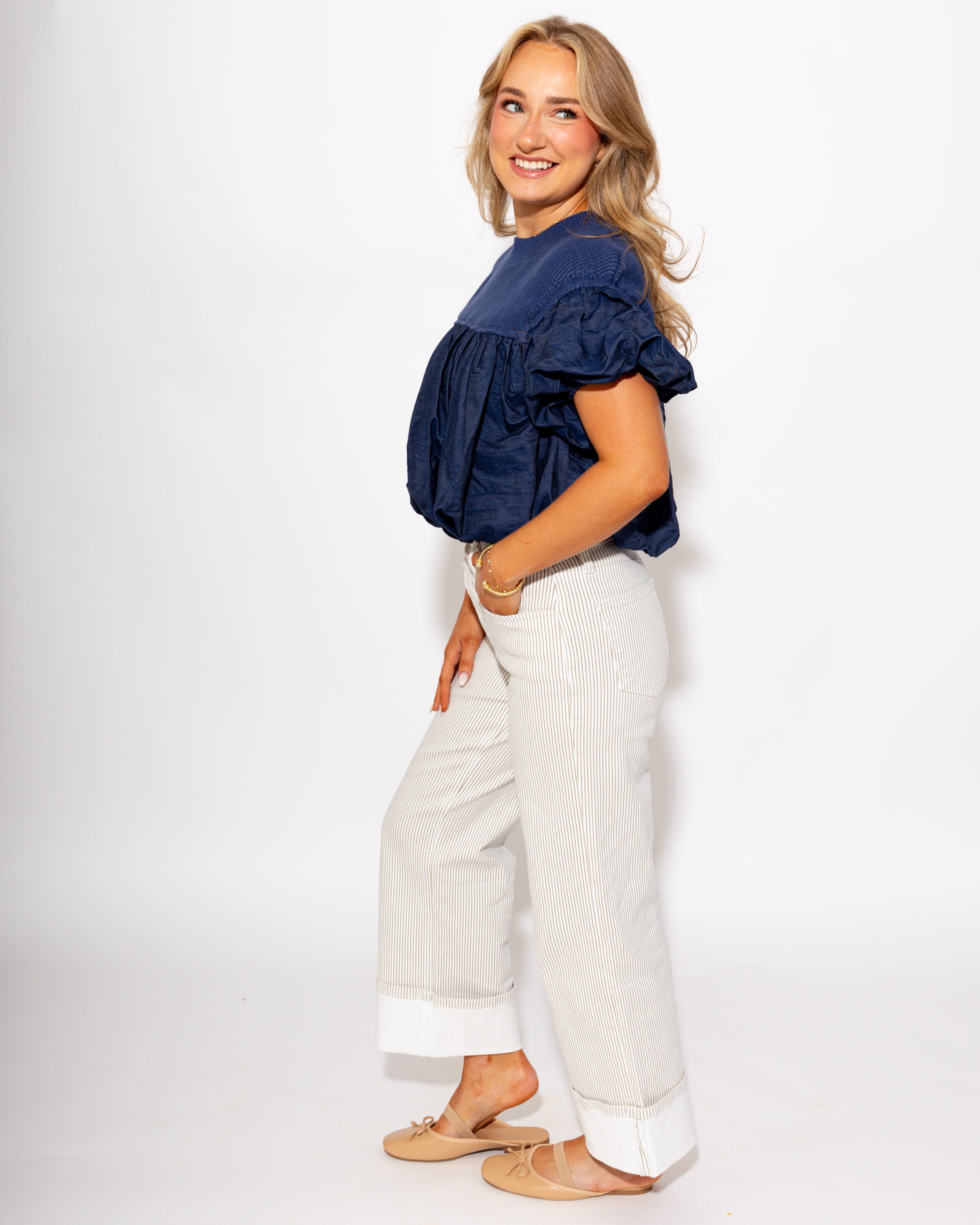 Yoke Bubble Sleeve Top