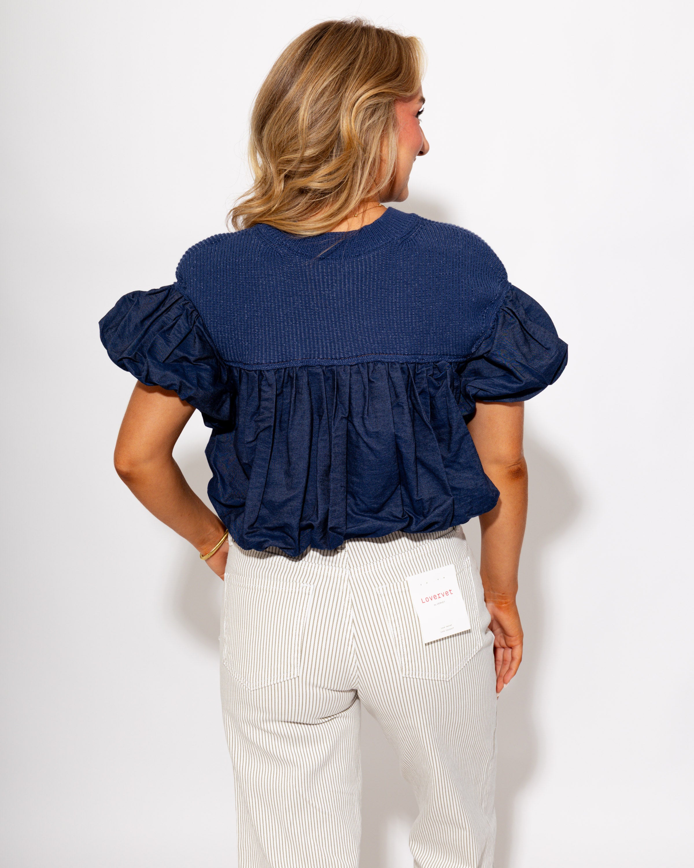 Yoke Bubble Sleeve Top