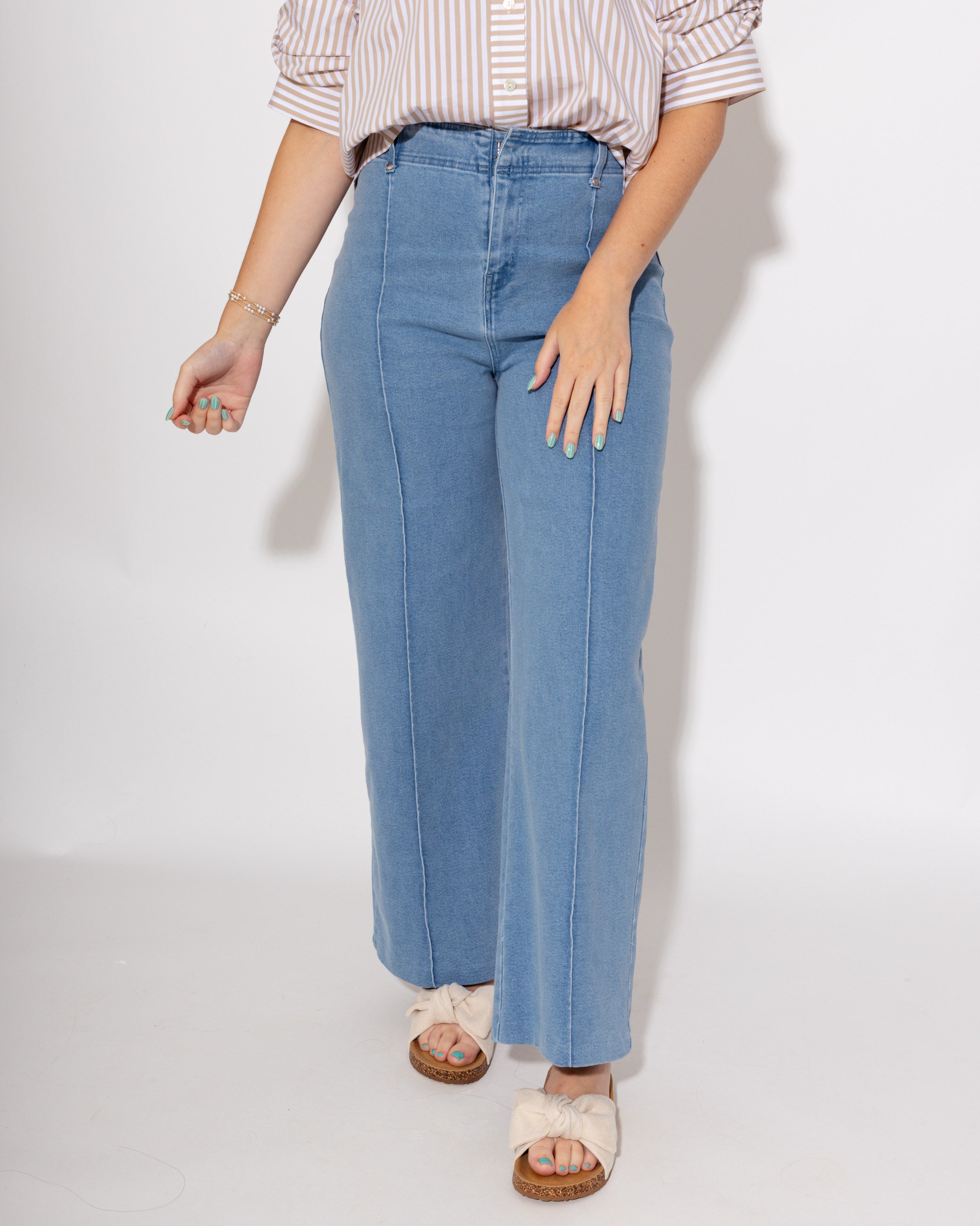 The Tailored Wide Leg Pant in Blue