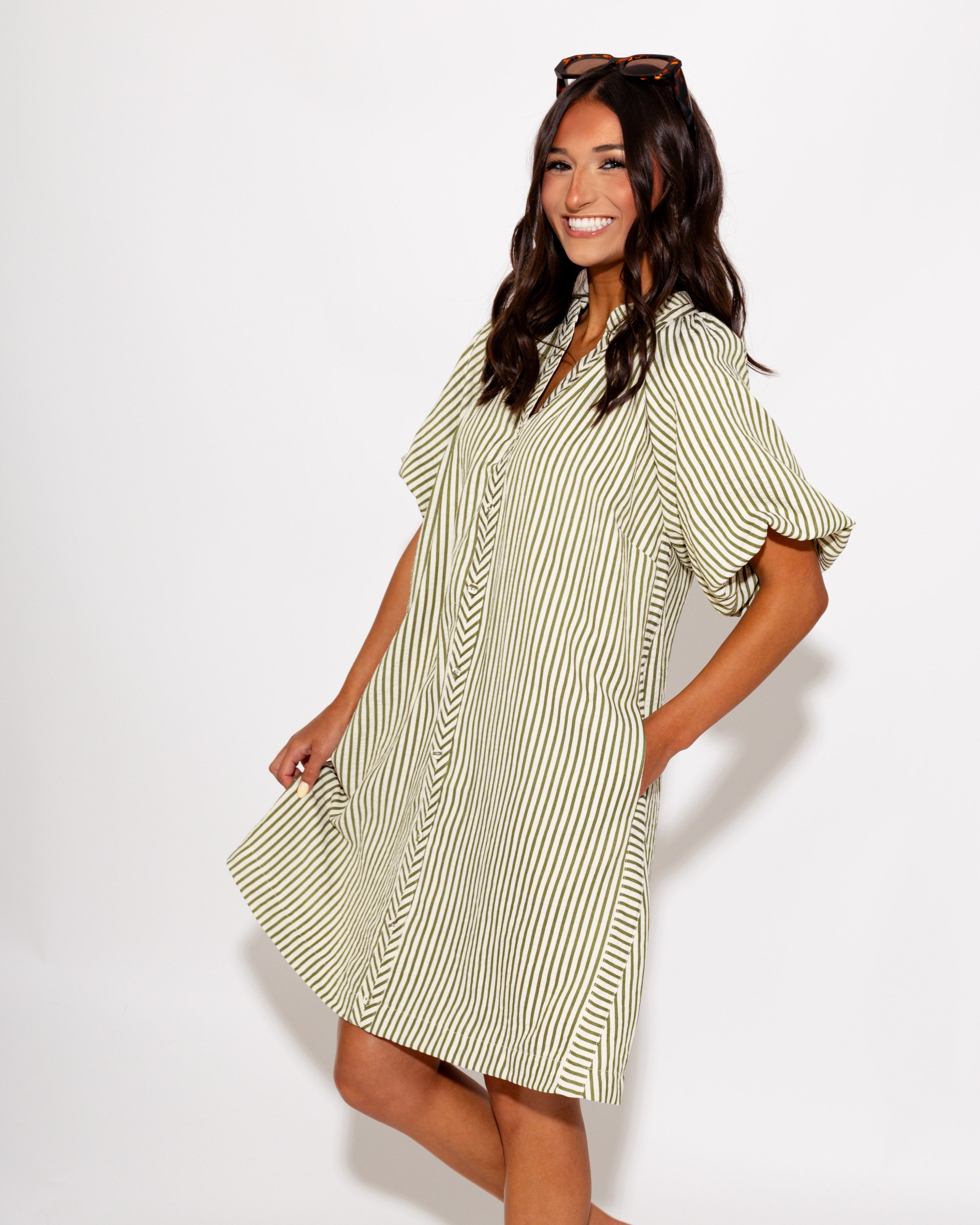 Vertical Stripe Shift Dress