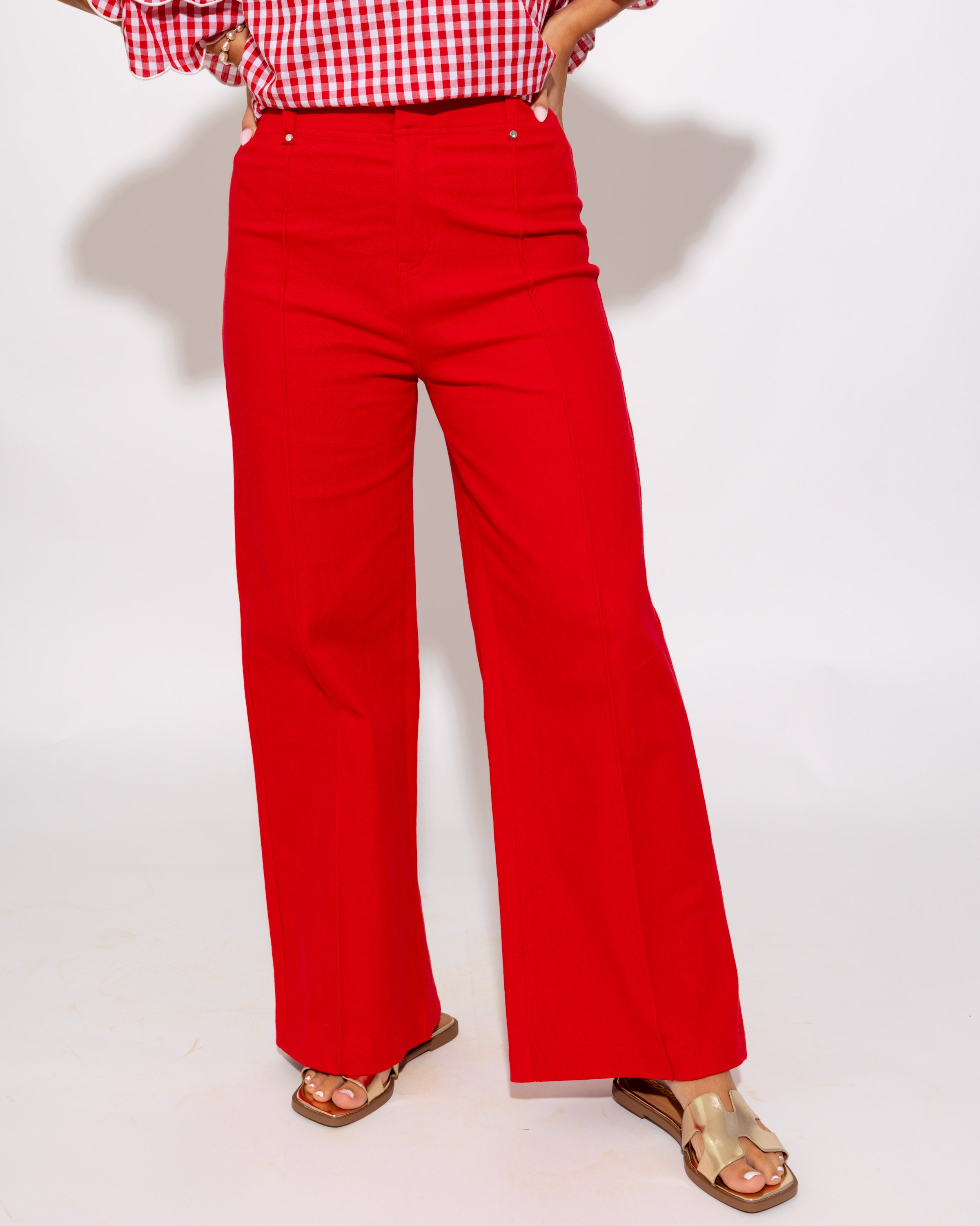 The Tailored Wide Leg Pant in Red