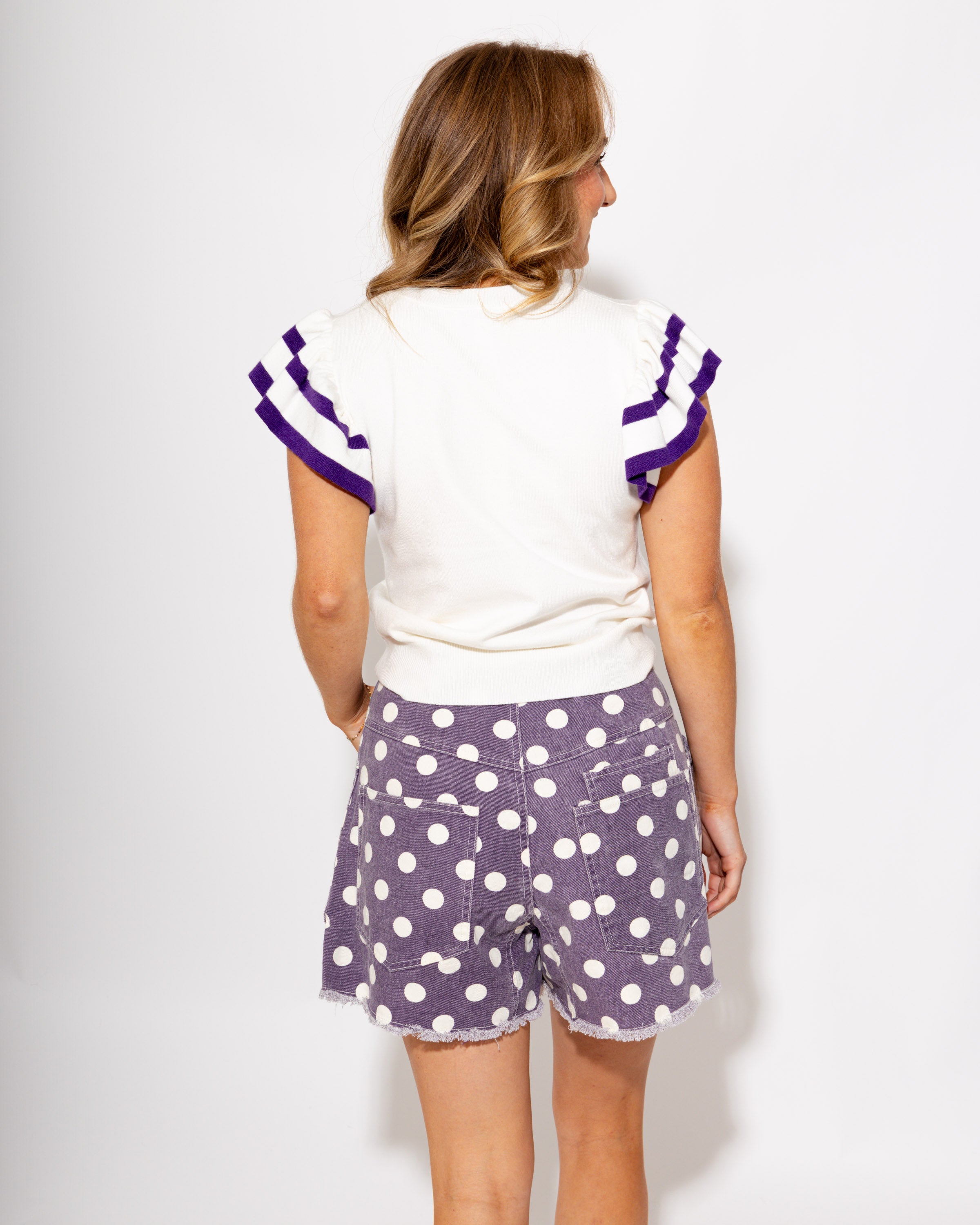 Game Day Ruffle Sleeve Sweater Top