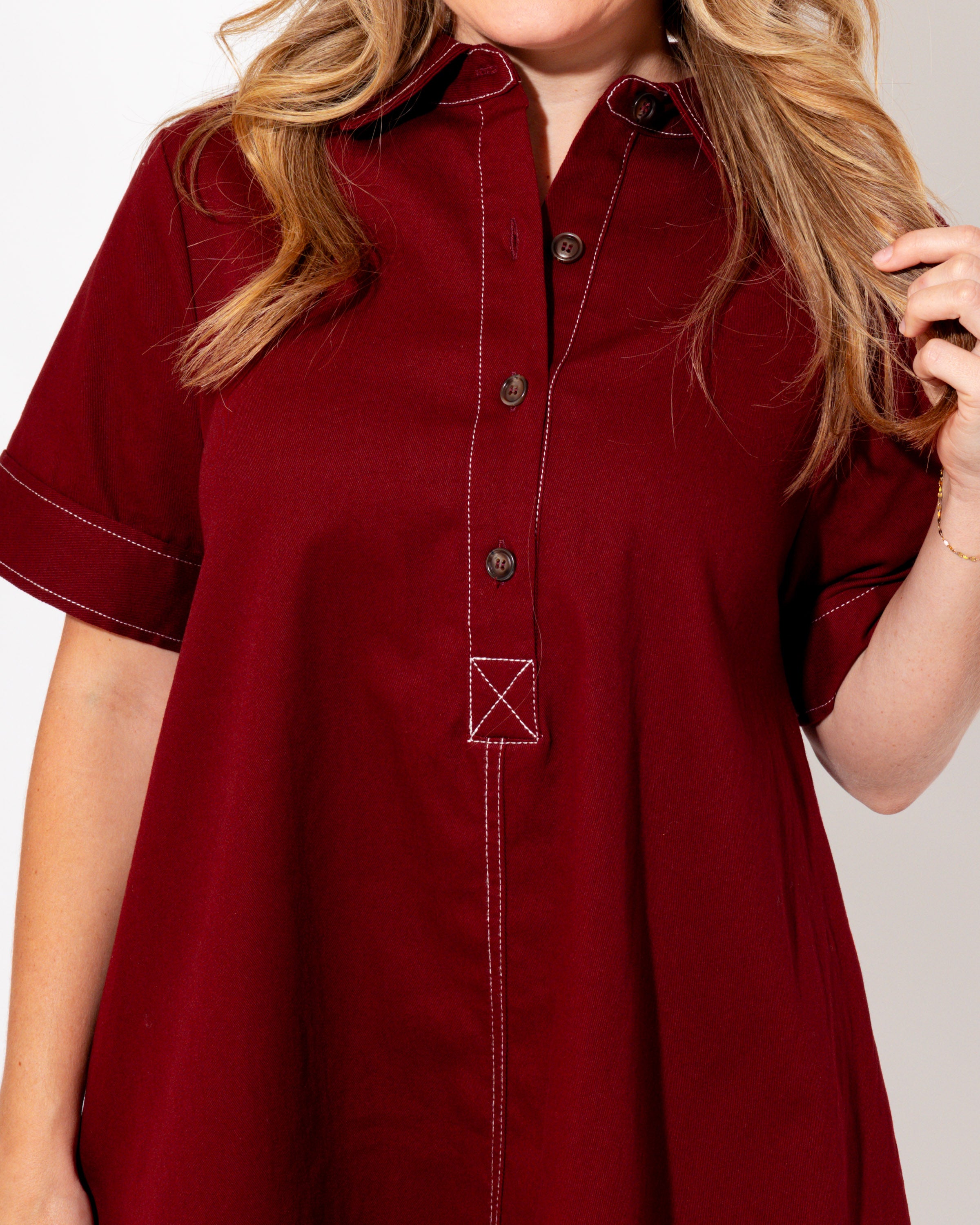 Exposed Stitch Mini Dress