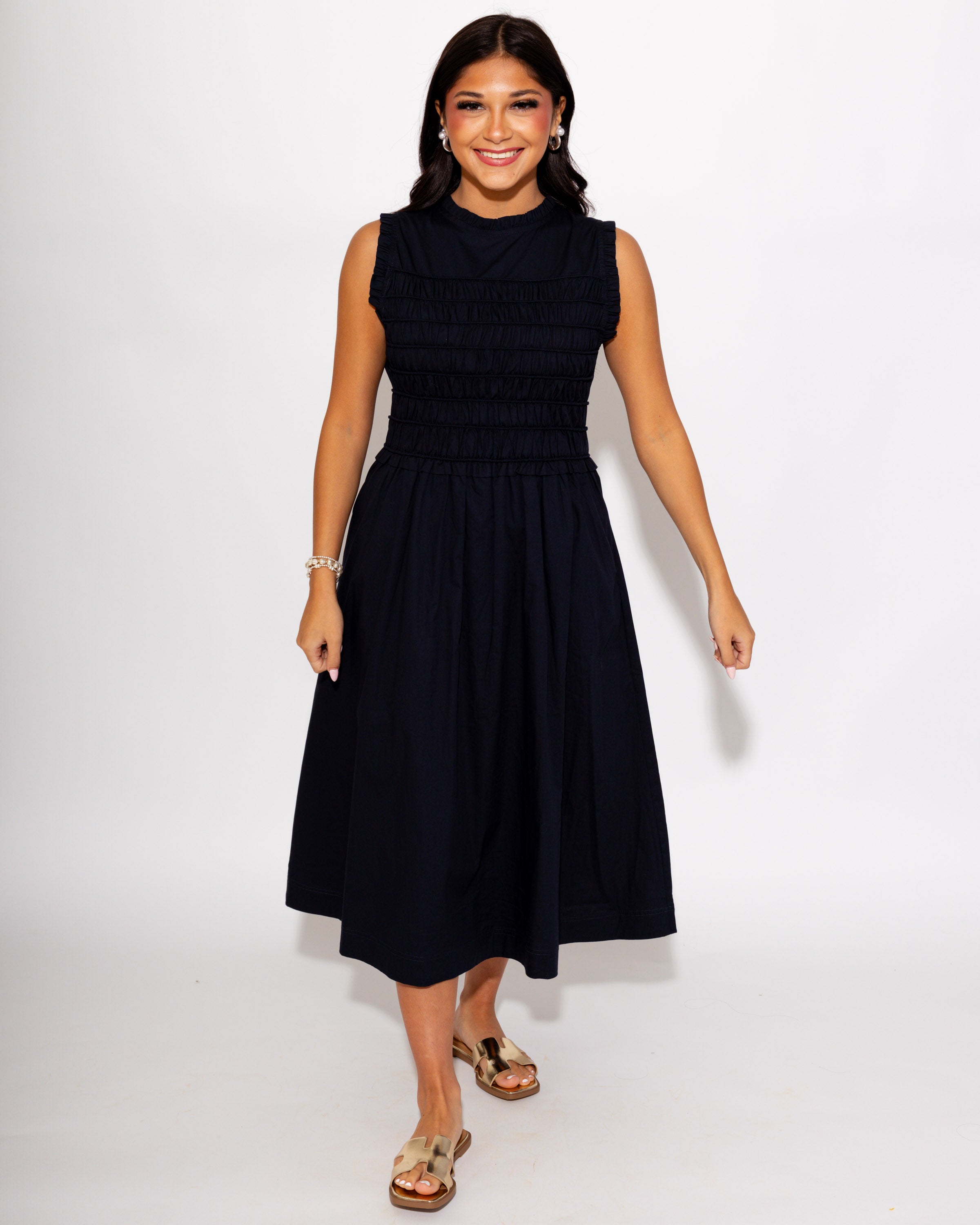 Sophisticated Smocked Midi Dress