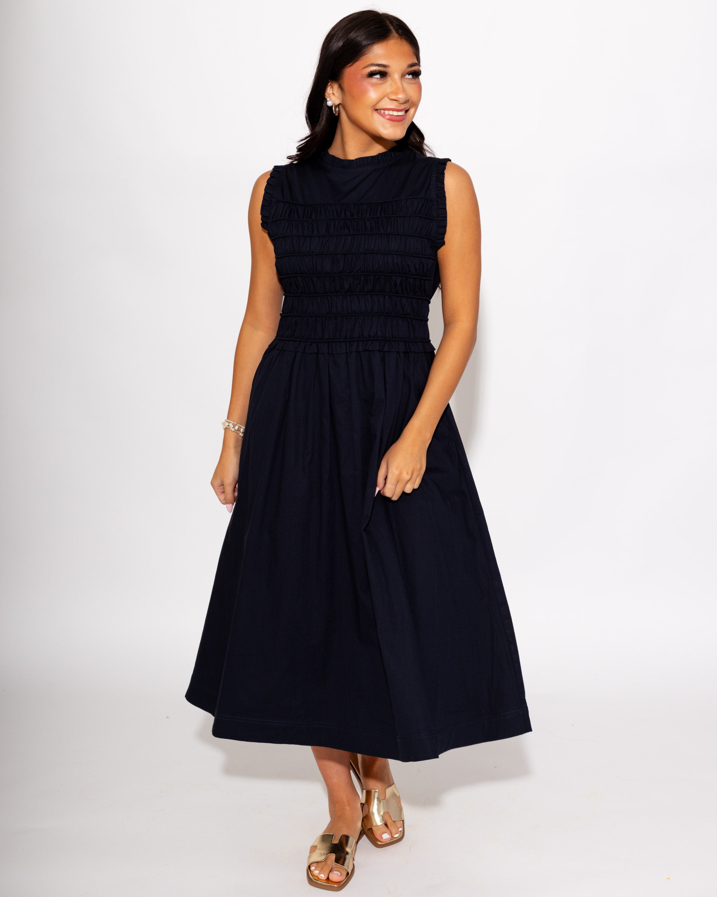 Sophisticated Smocked Midi Dress