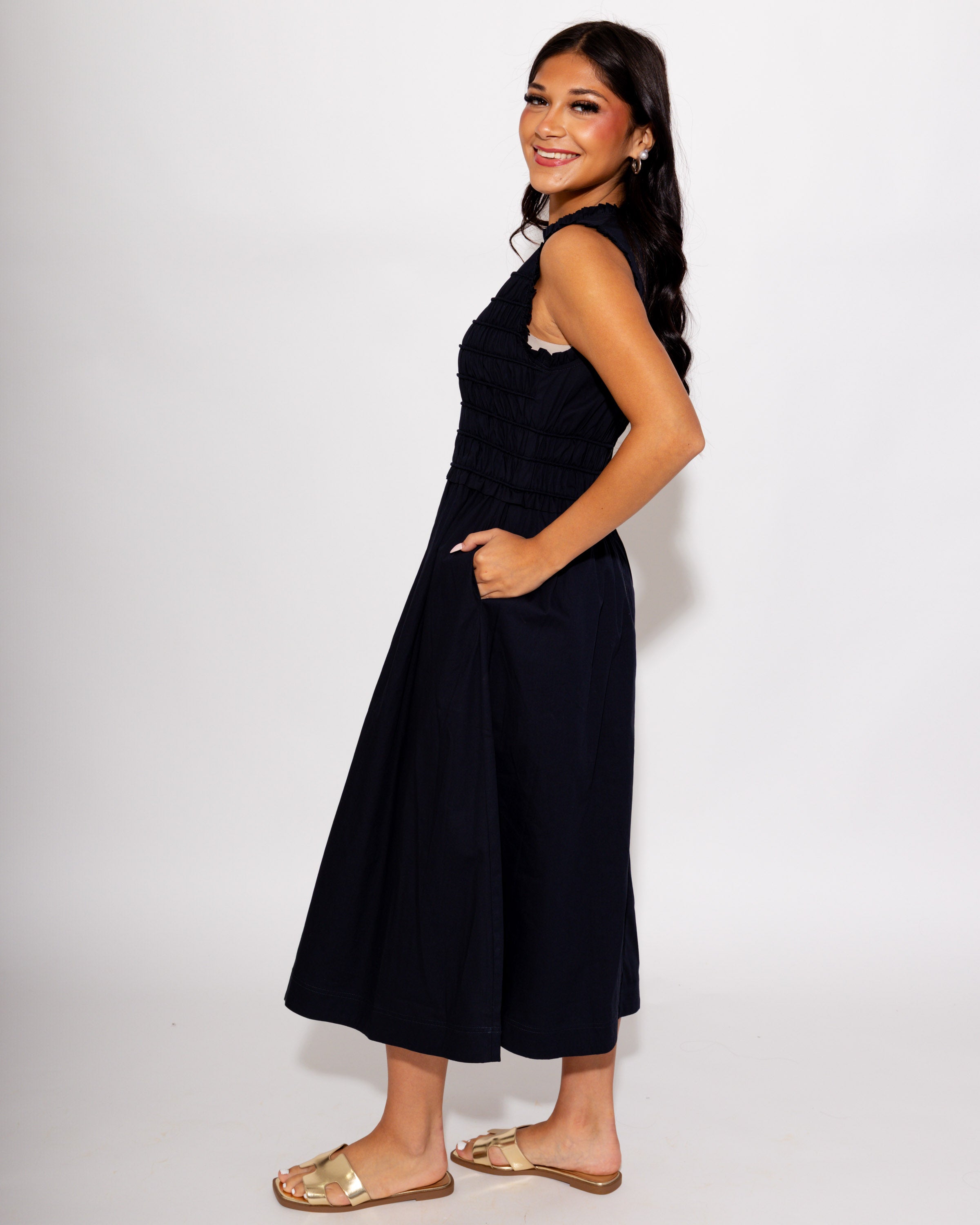 Sophisticated Smocked Midi Dress