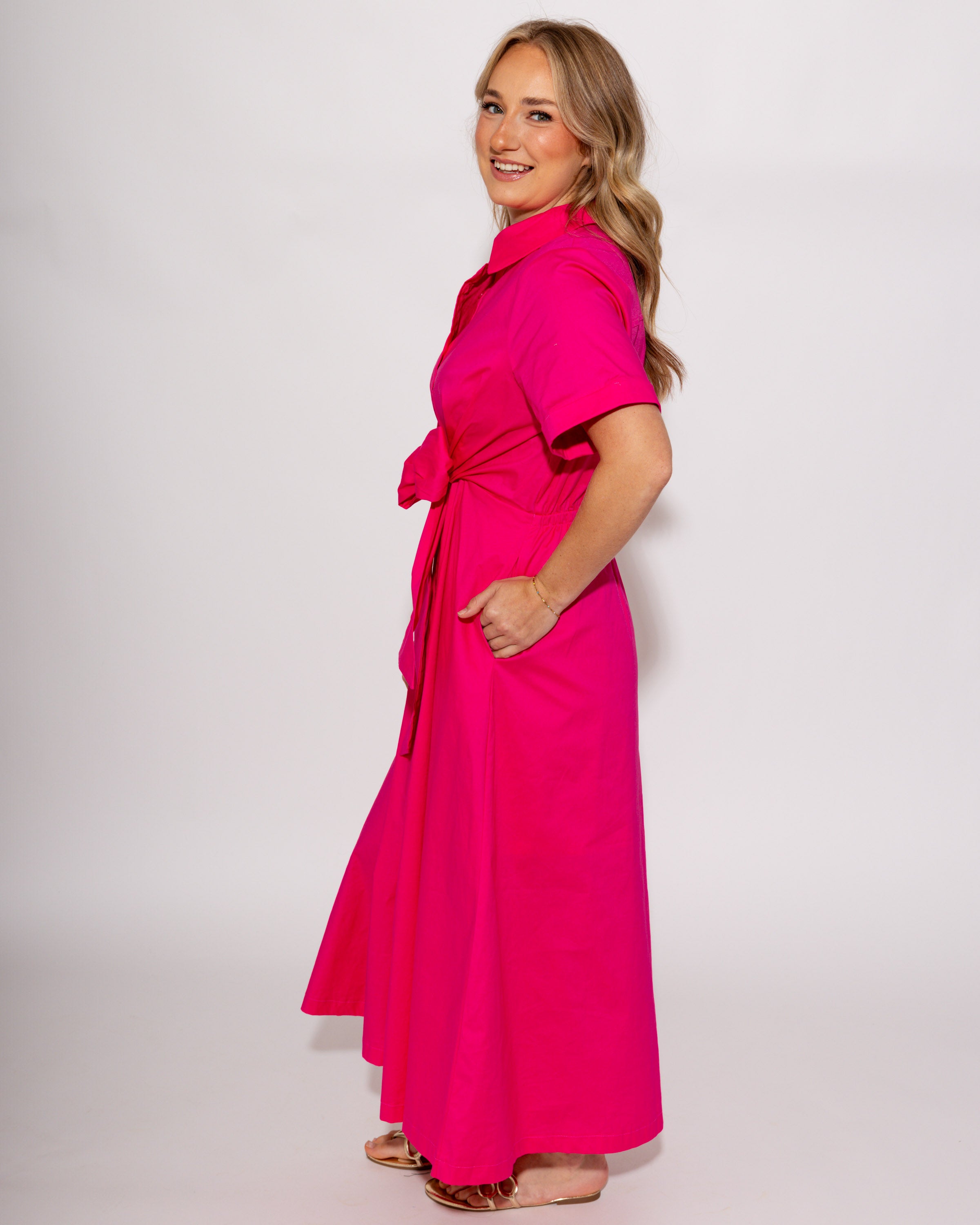 The Perfect Pink Midi Dress
