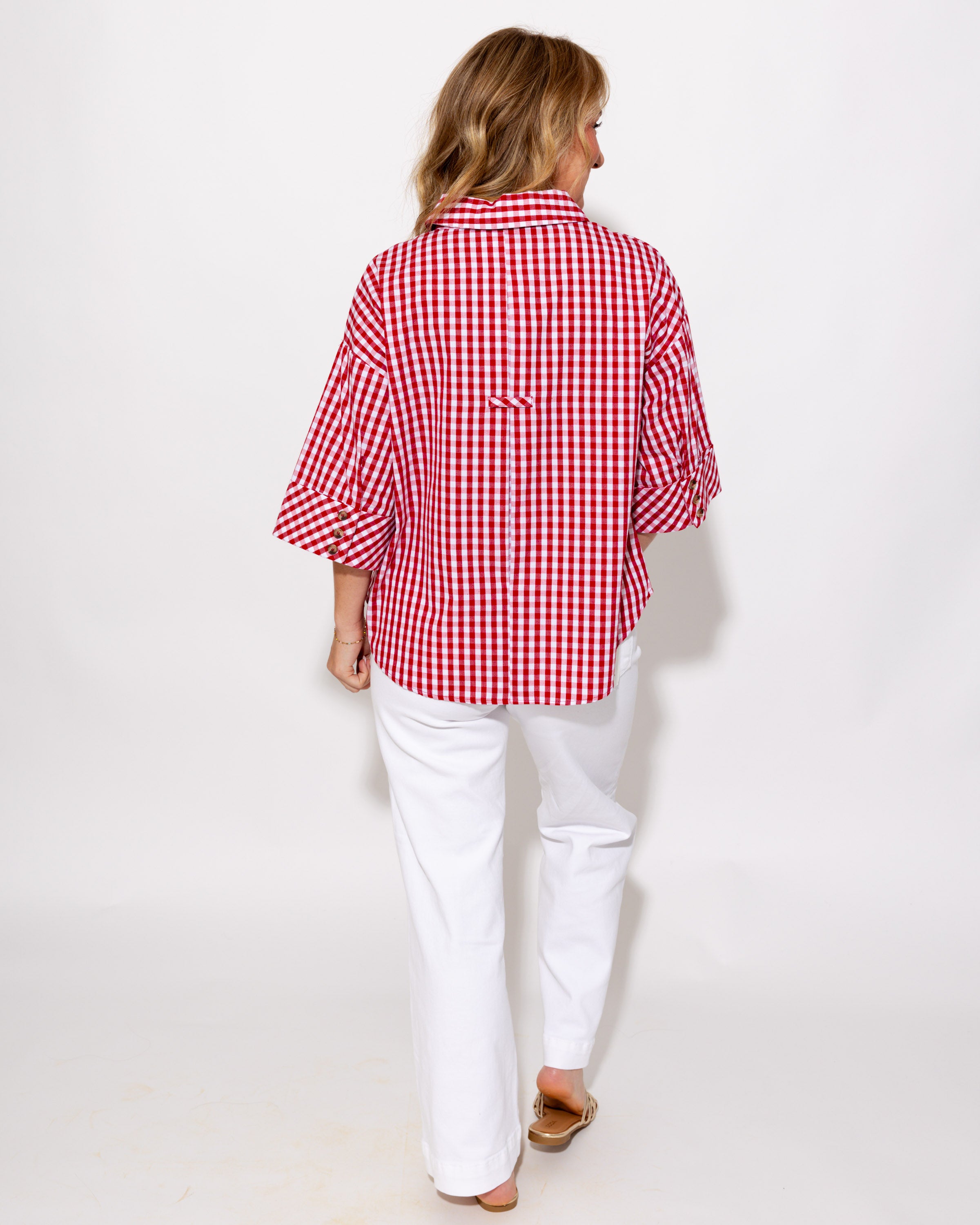 Effortless Summer Gingham Top in Red