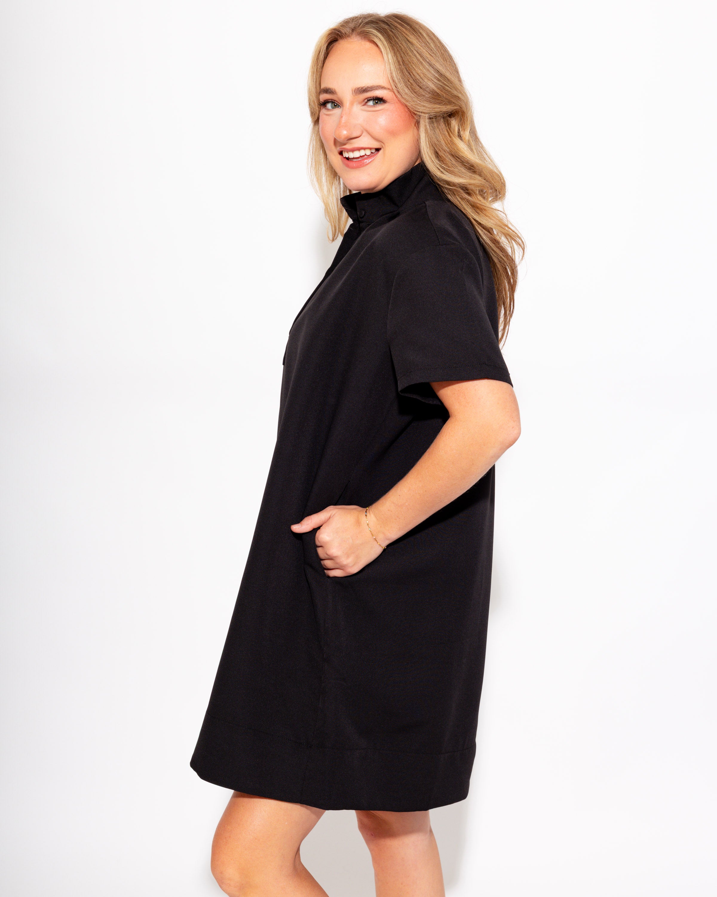 Elevated Shift Dress in Black