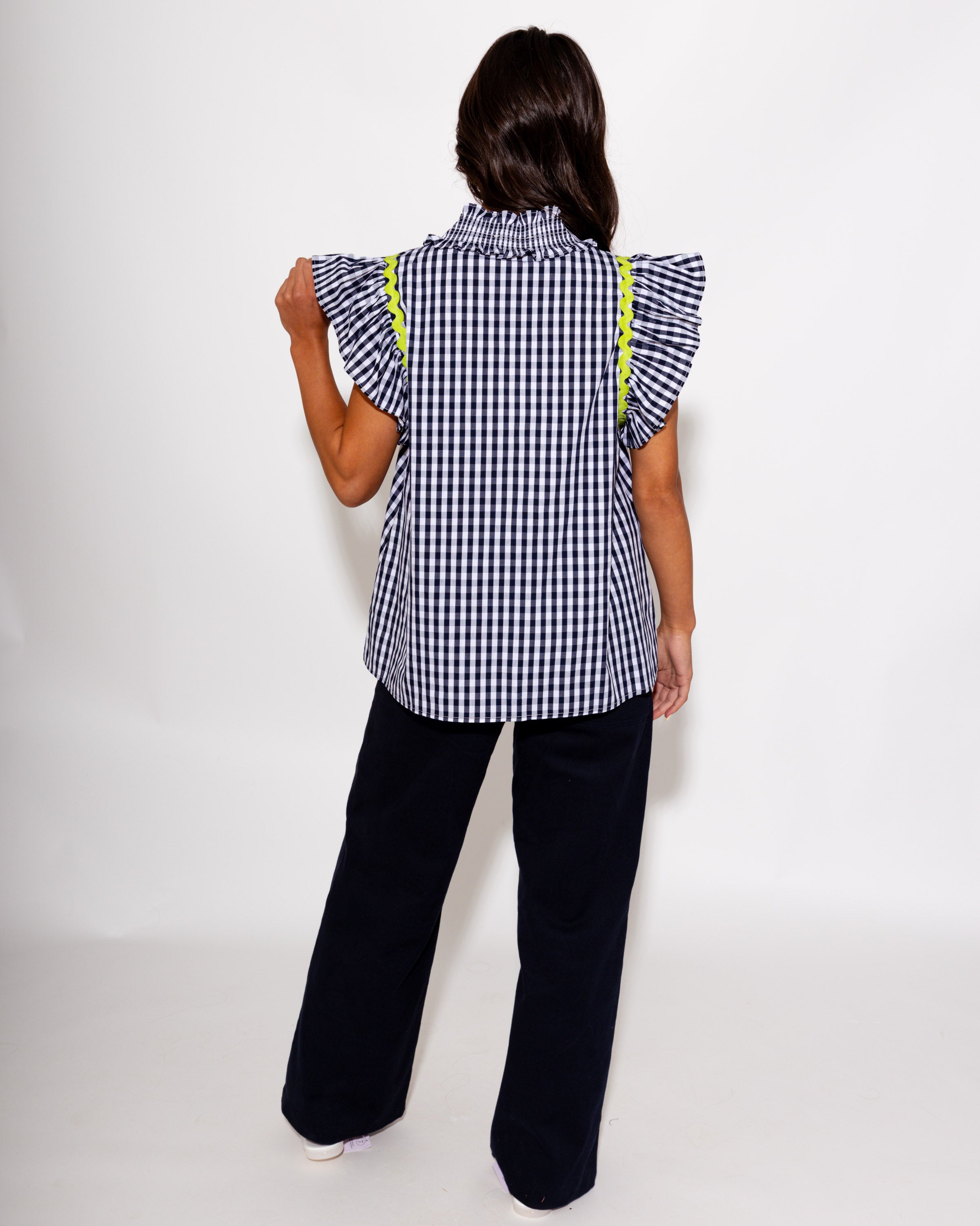 Scallop Detail Gingham Top