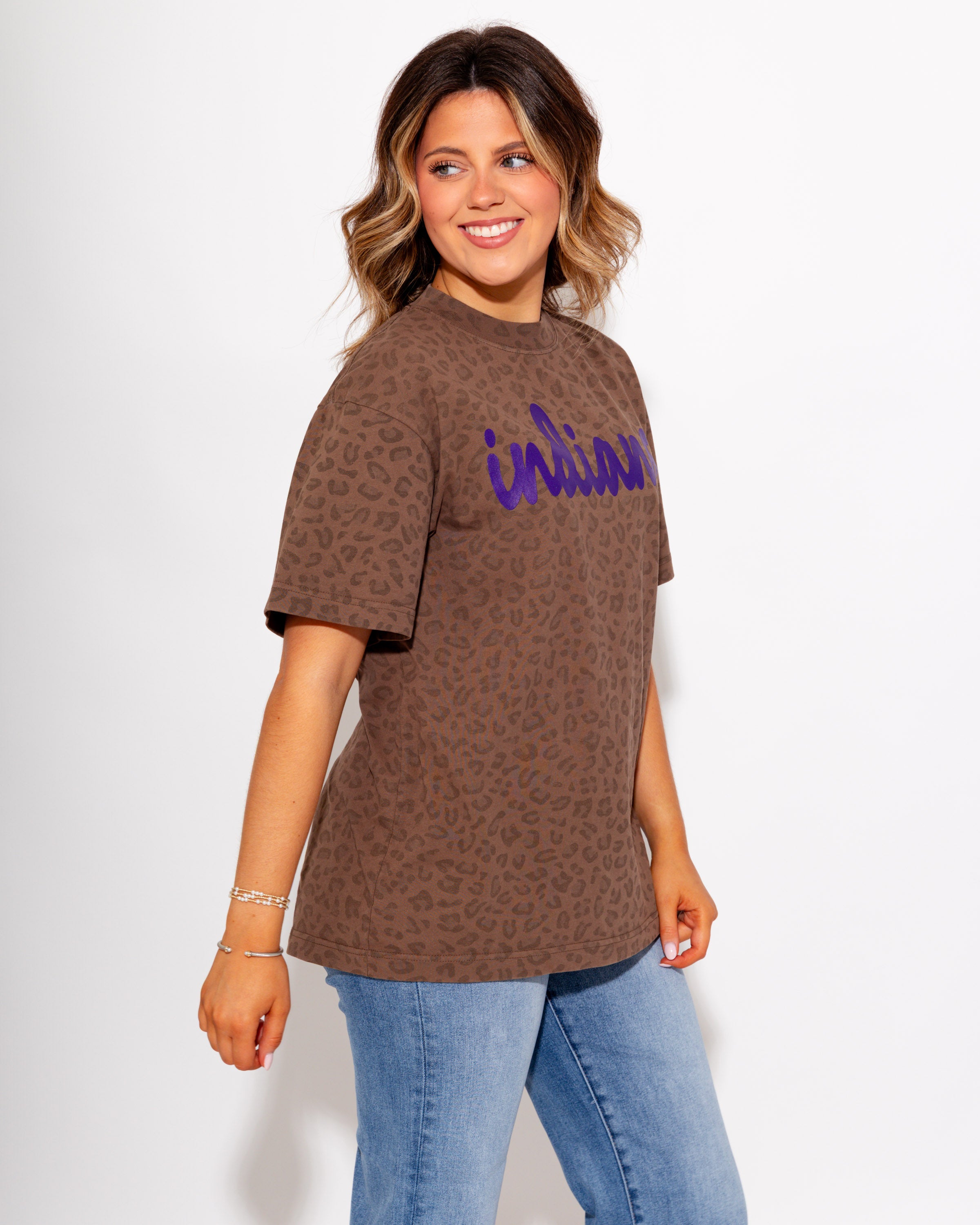 "Indians" Leopard Oversized Box Tee