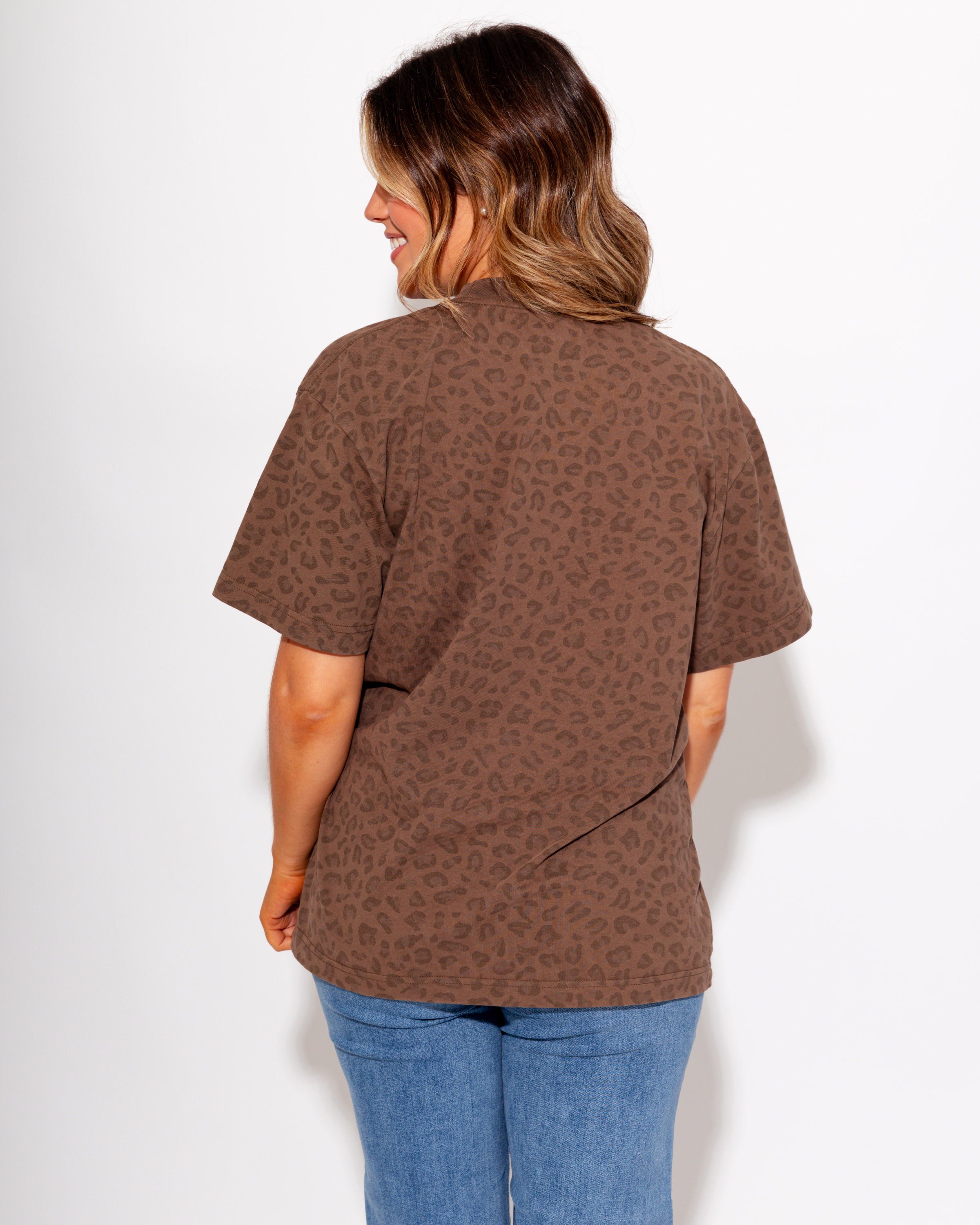 "Indians" Leopard Oversized Box Tee