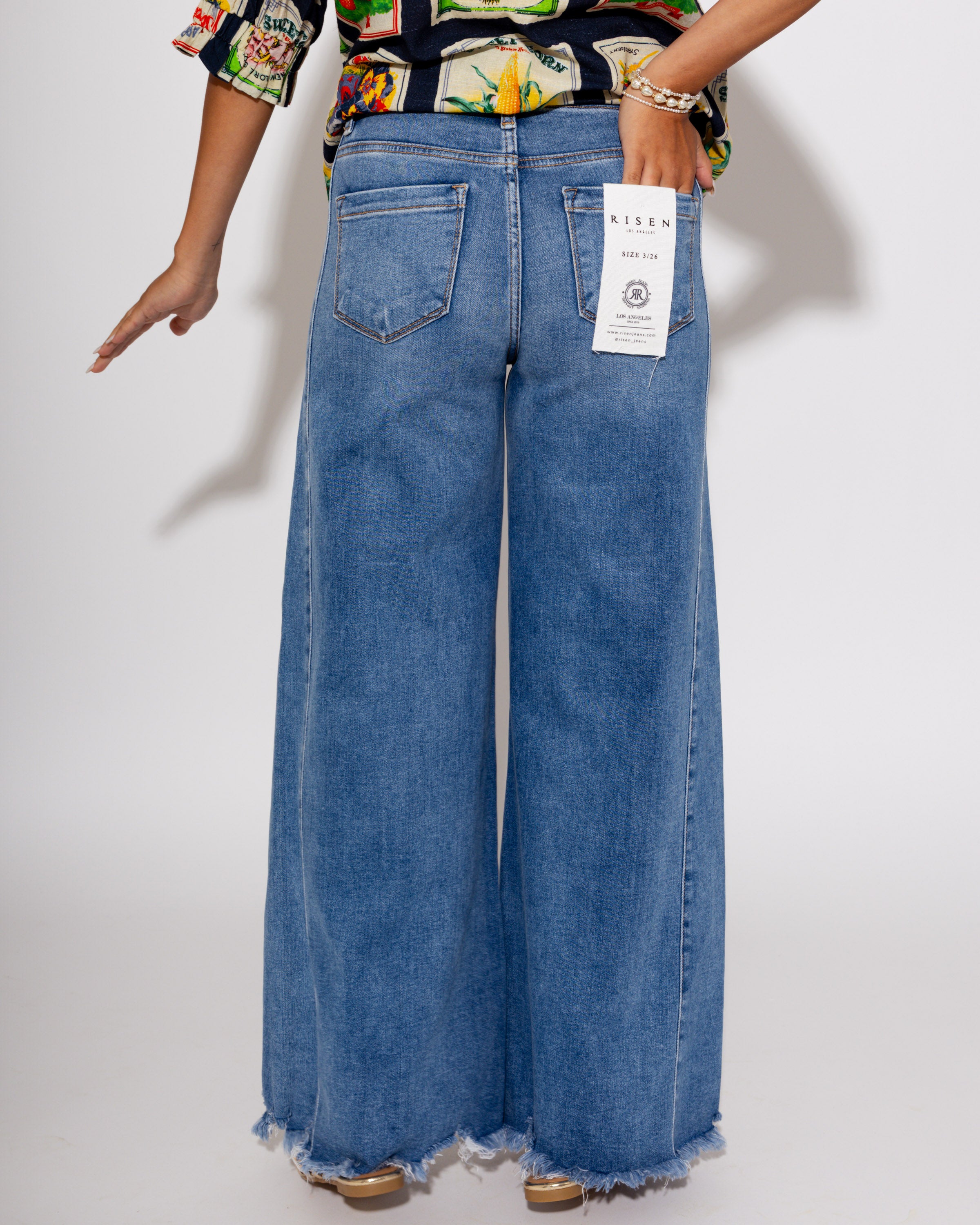 High Rise Ankle Wide Jeans