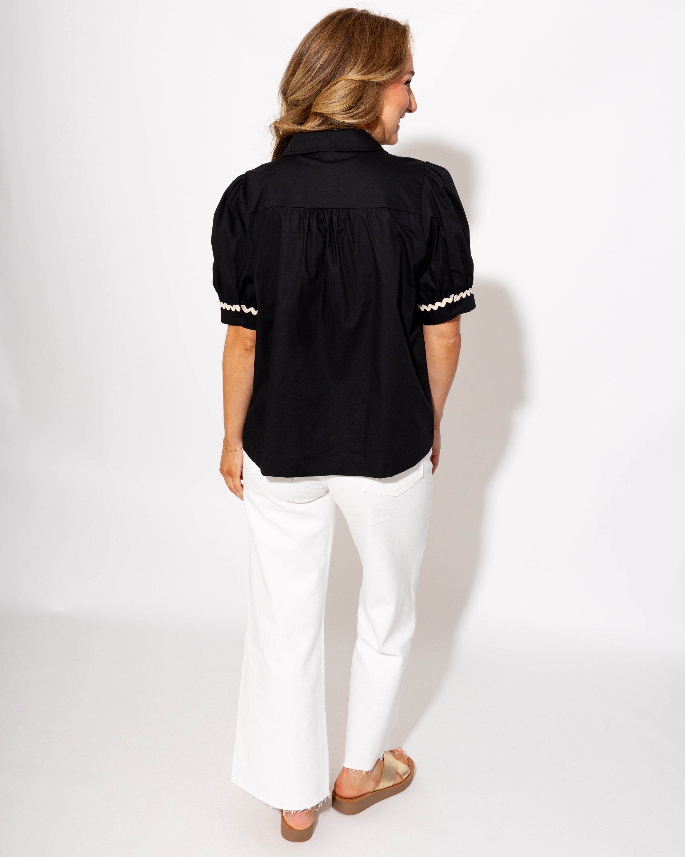 Playful RicRac Accent Top in Black