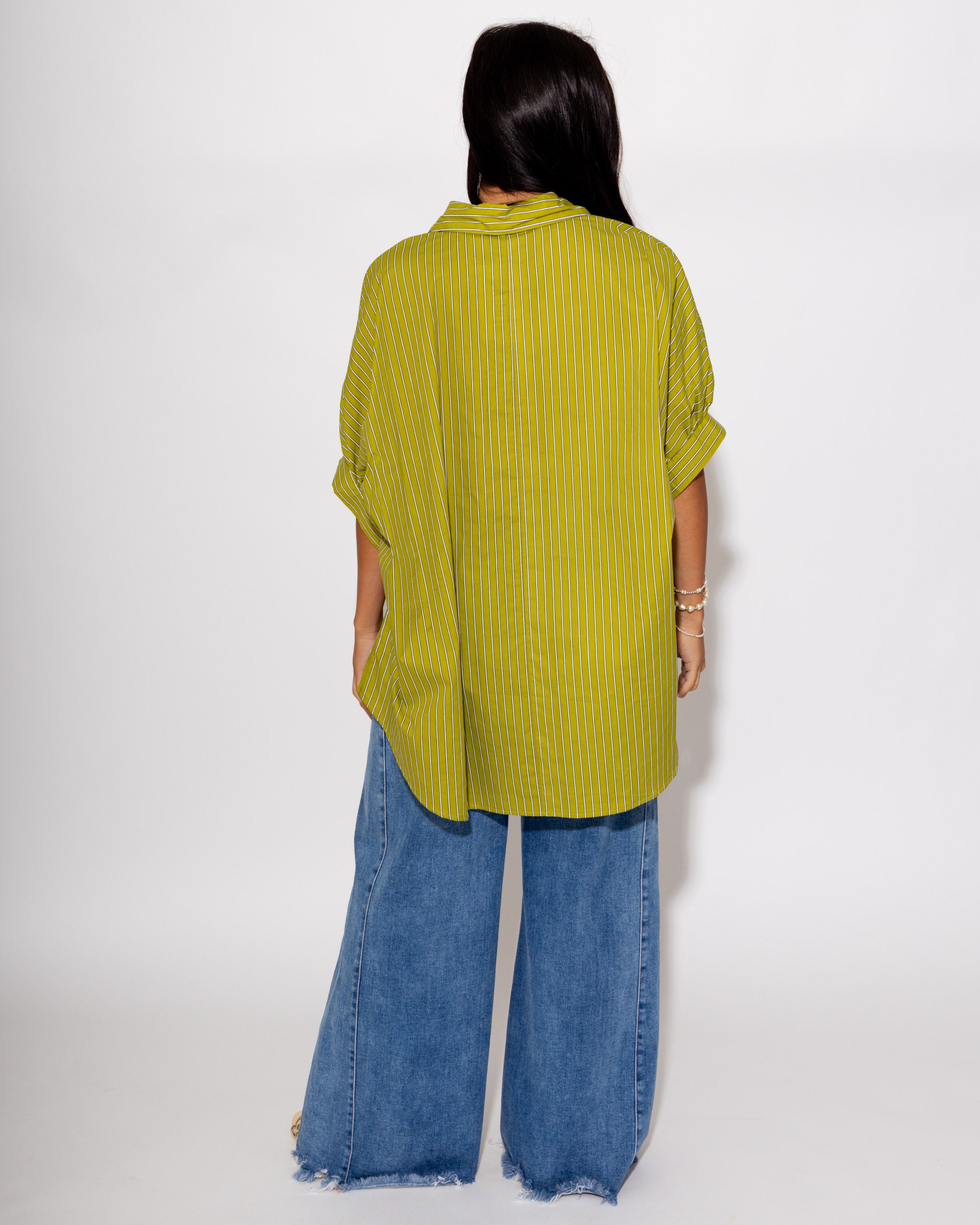 The Easy Green Stripe Button-Up