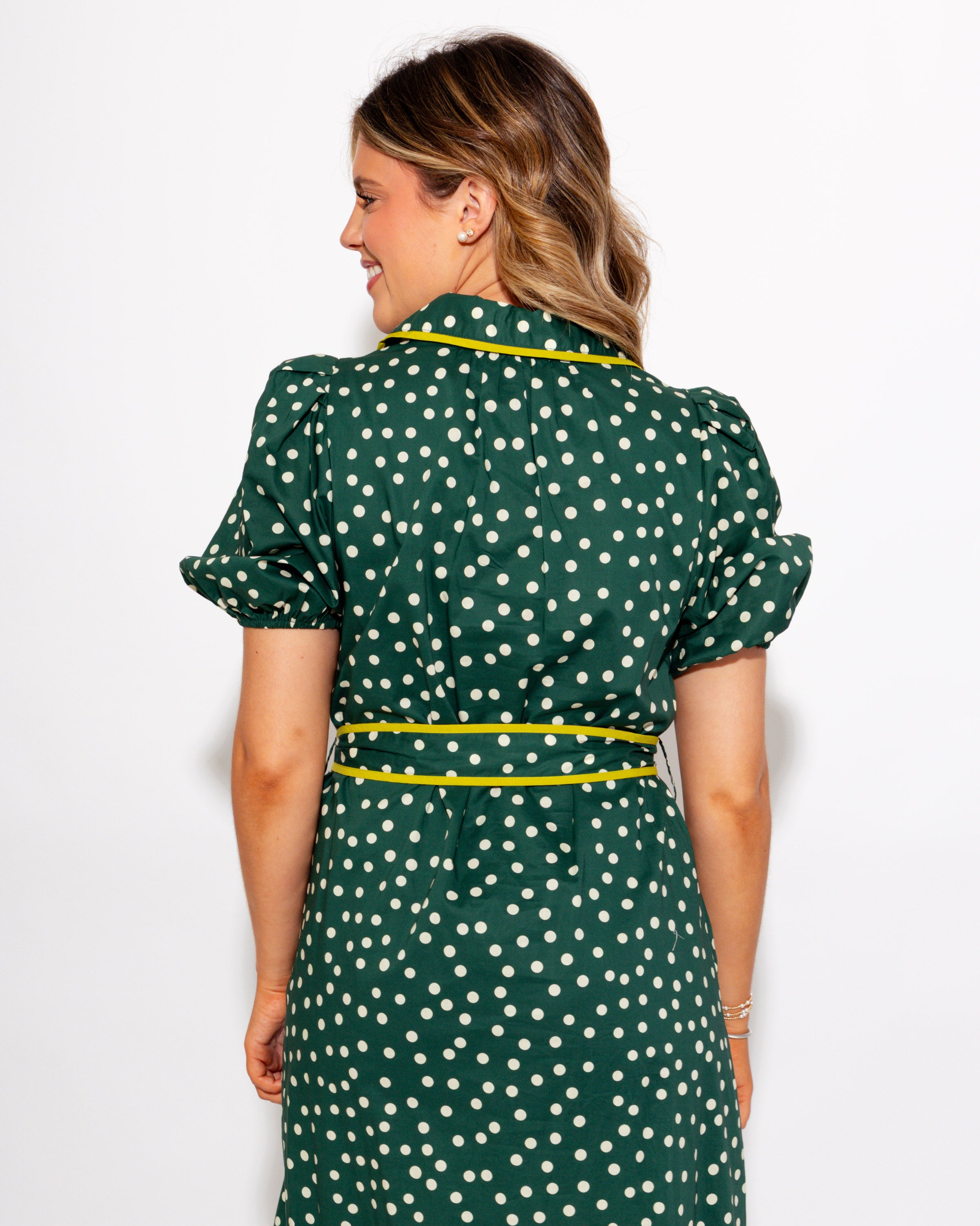 Polka Dot Tie Waist Midi Dress
