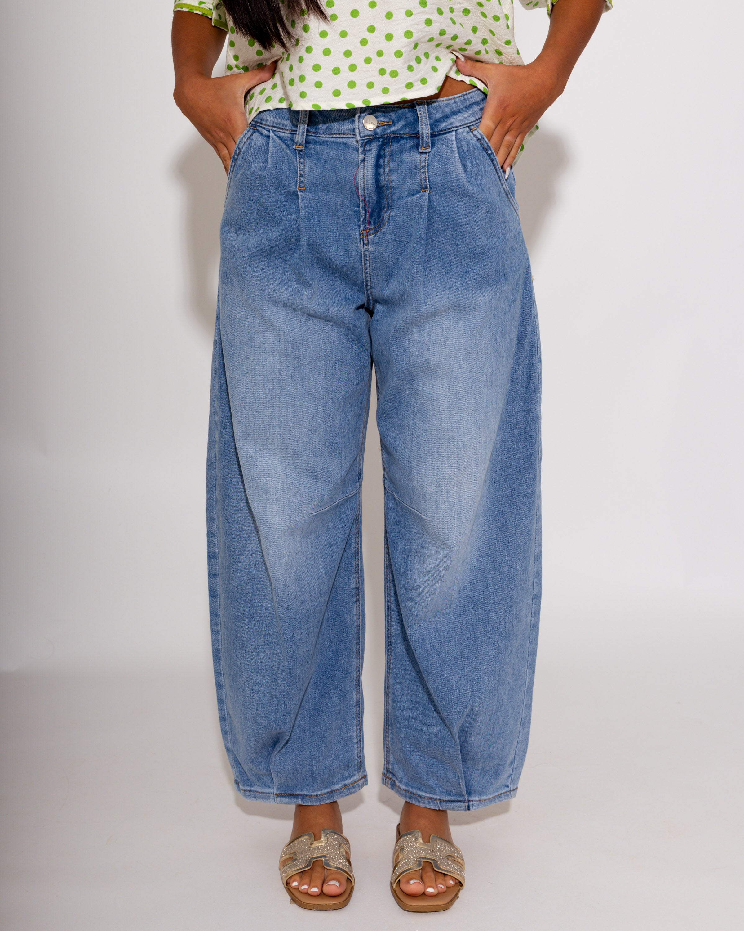Slouchy Crop Wide Leg Jeans