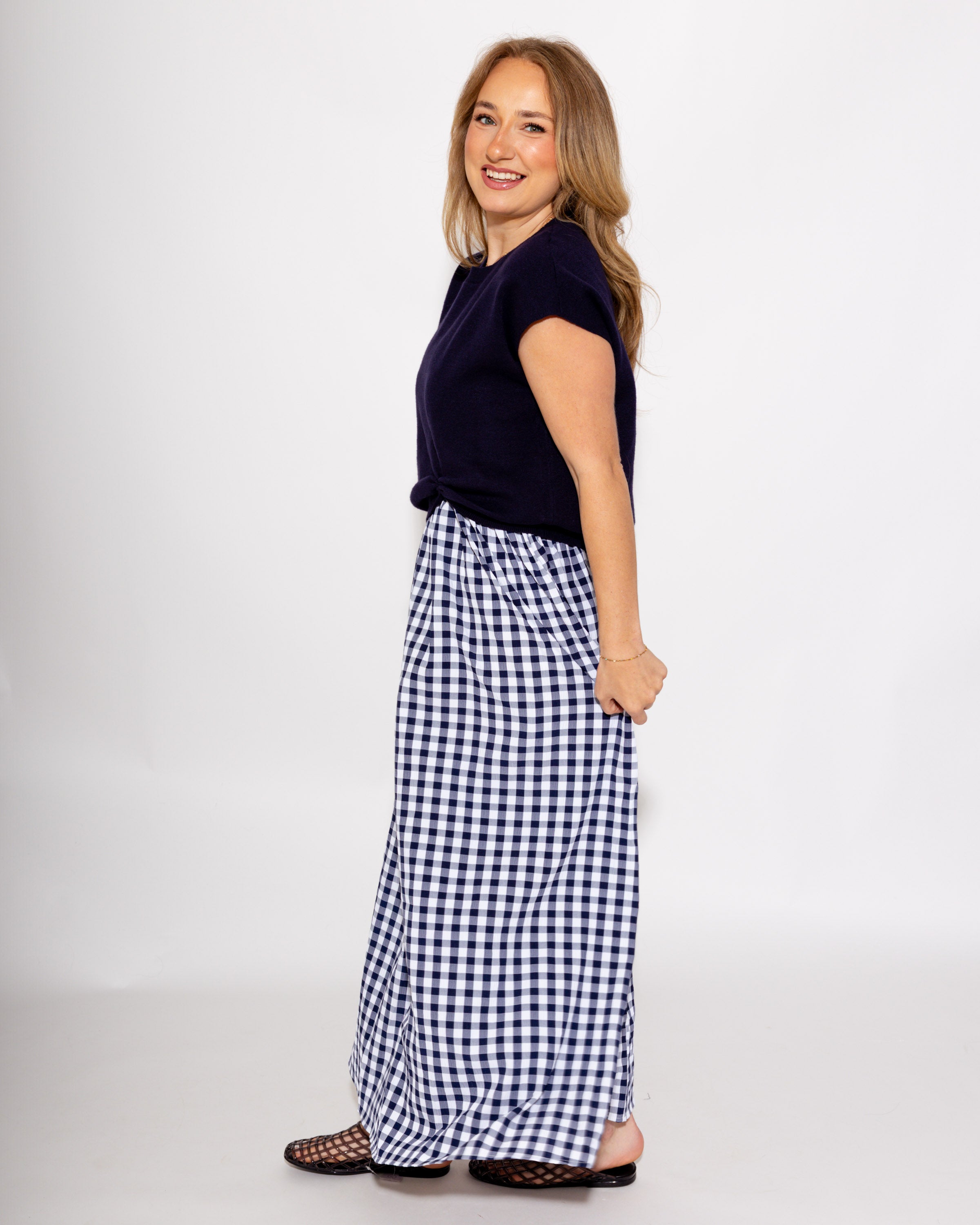 Elevated Layered Midi Dress in Navy