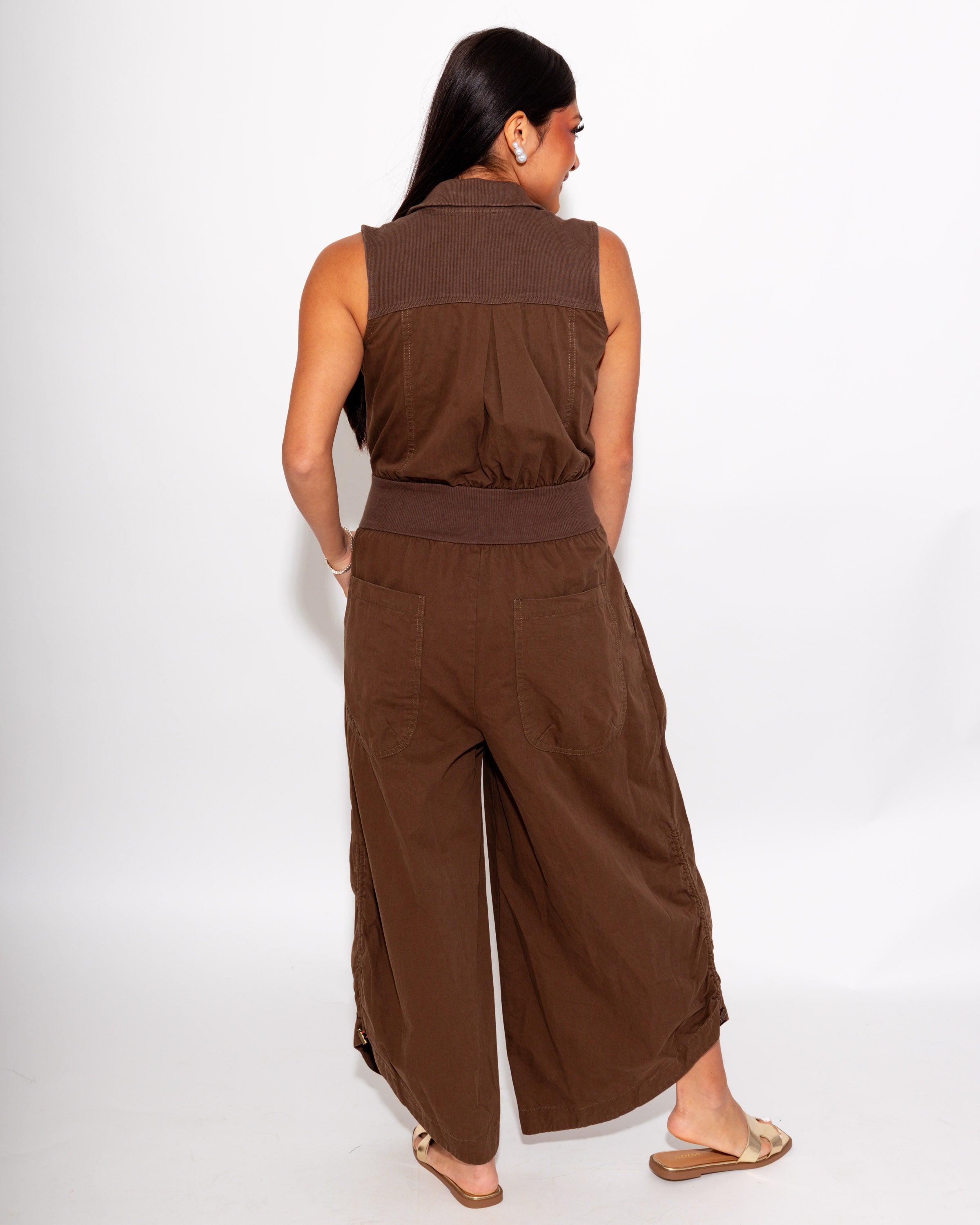 Cinched Waist Cargo Jumpsuit