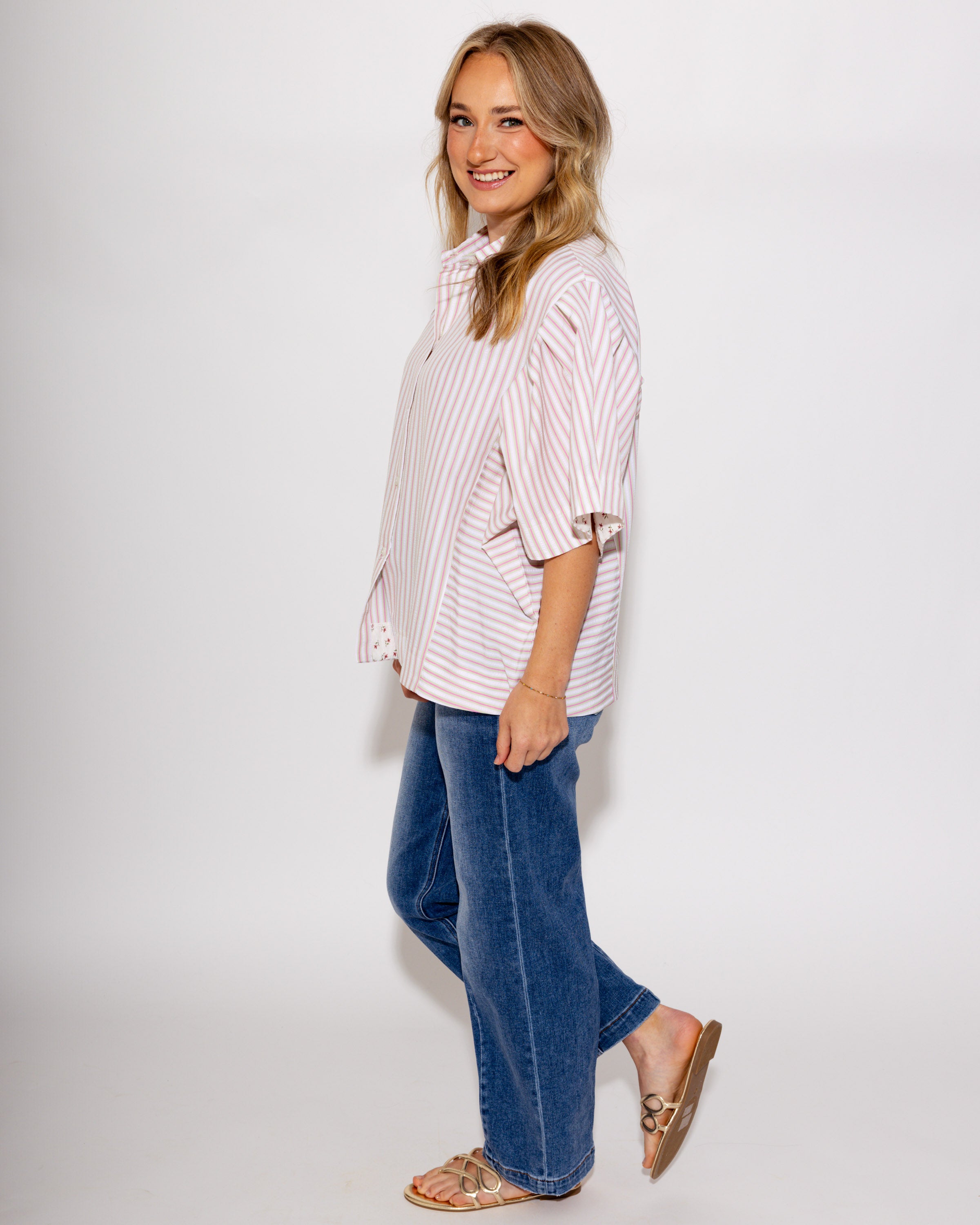 Effortless Everyday Seersucker Striped Top