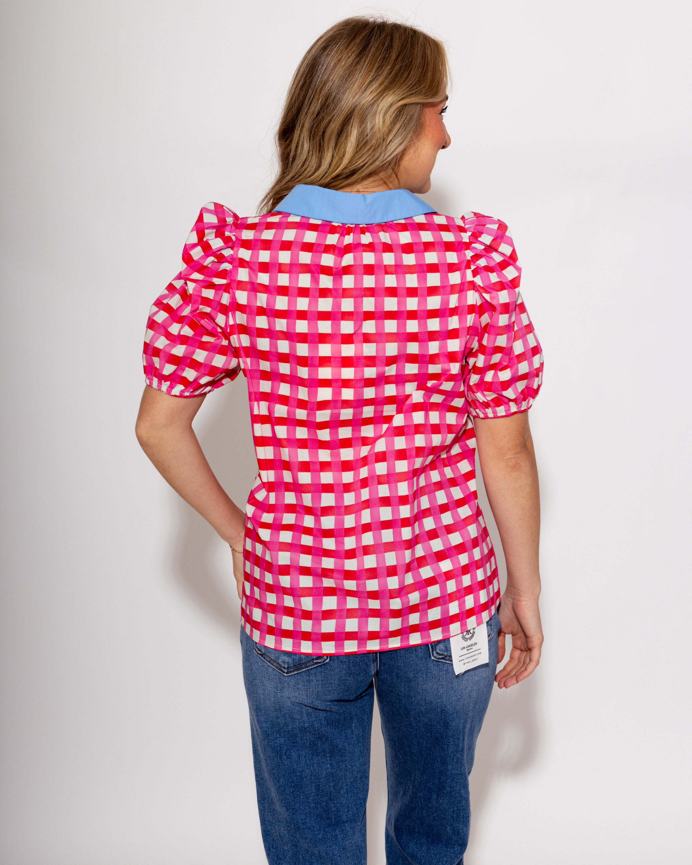 Colorblock Collar Check Top